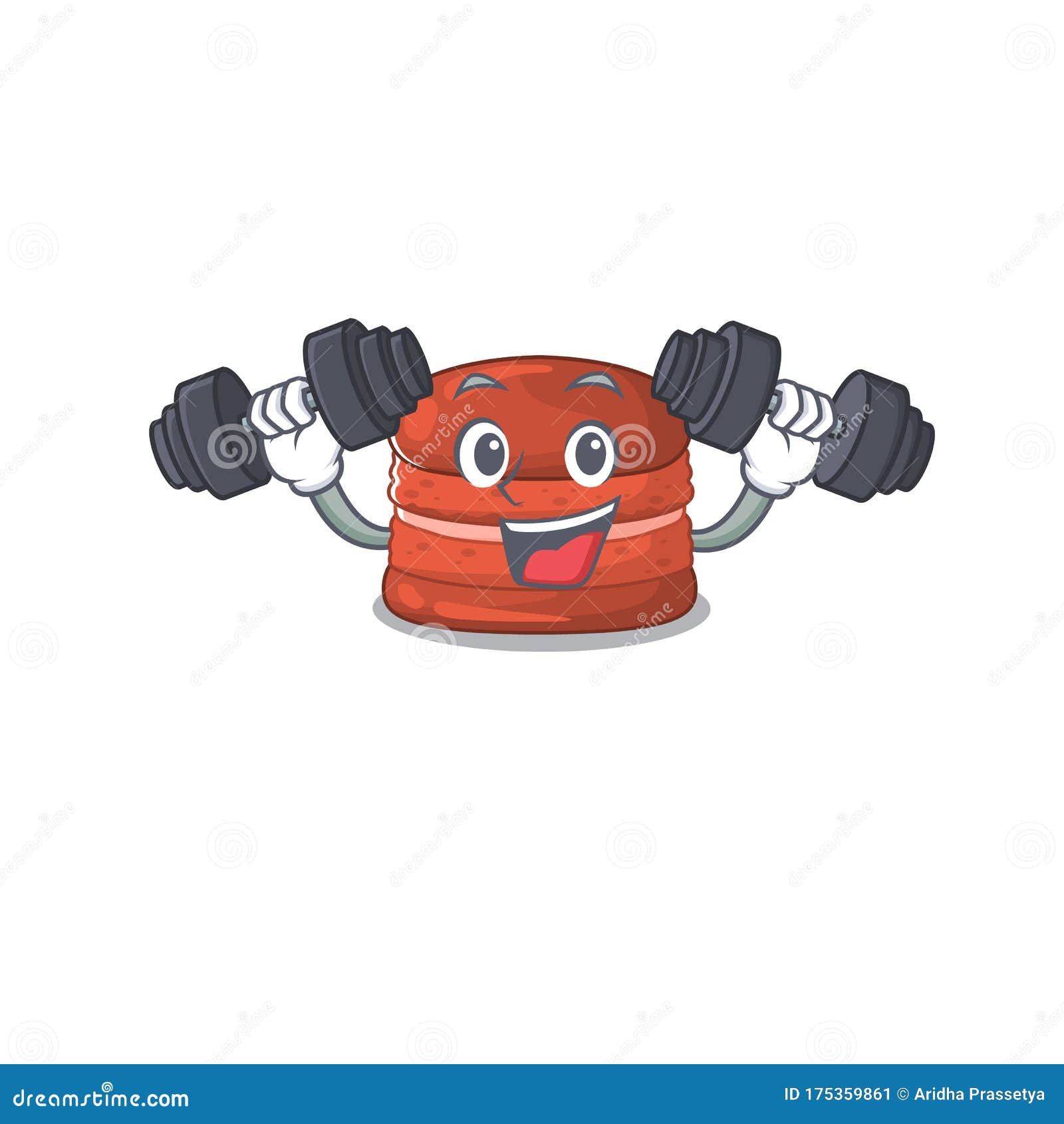 Smiley Fitness Exercise Cherry Macaron Cartoon Character Raising ...