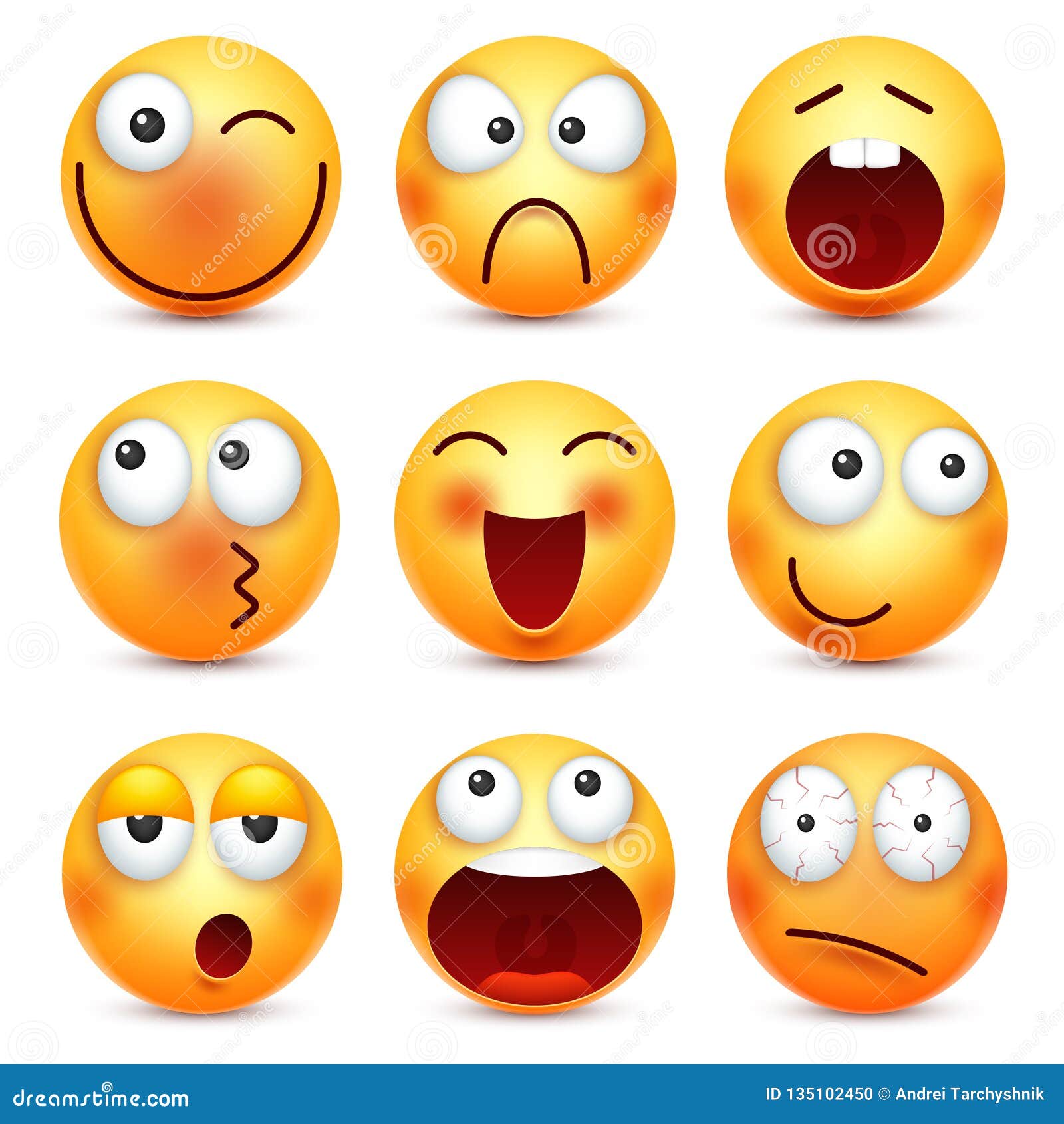Smiley Insieme Dell Emoticon Fronte Giallo Con Le Emozioni Umore Espressione Facciale Emoji Realistico Fronti Tristi Felici Illustrazione Vettoriale Illustrazione Di Espressione Facciale 135102450