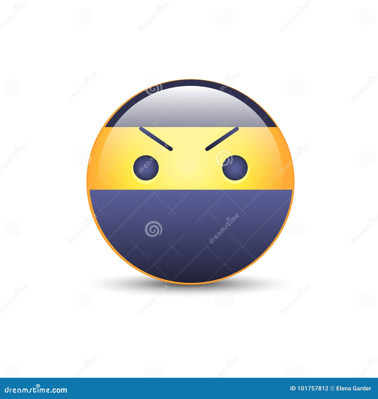 smiley ninja with an angry emoji face. ninja cartoon emoticon  icon.