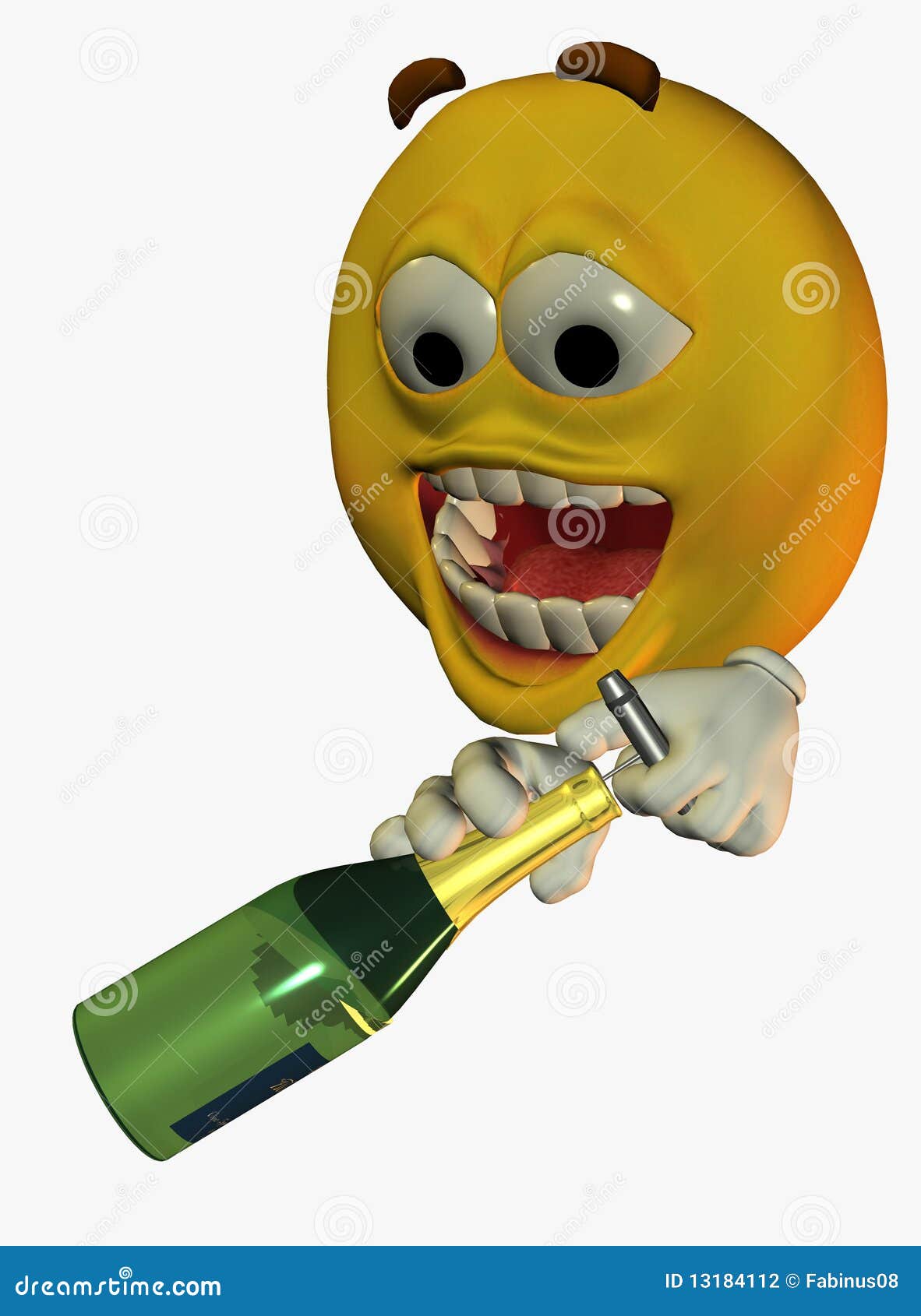 Smiley opening bottle stock illustration. Illustration of drink 13184112
