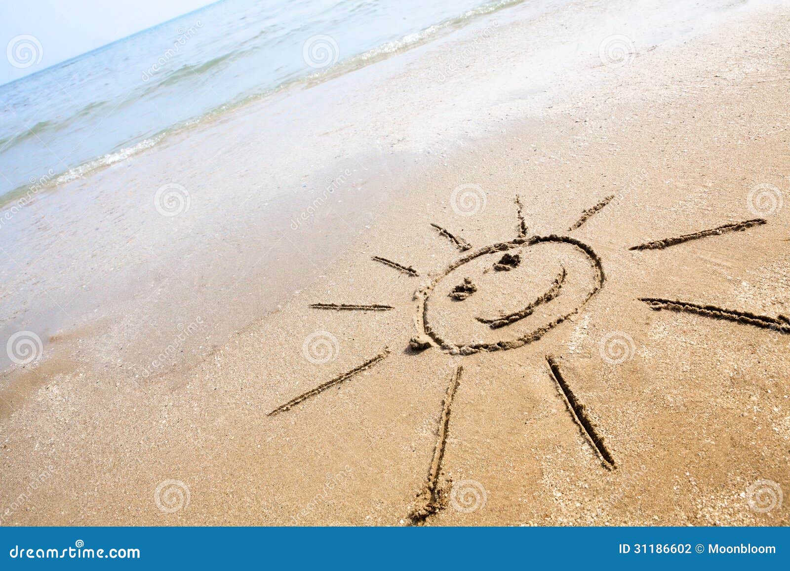 premium Summer beach smiling sun happy smiley face drawing drawn in sand  with accessories holiday vacation photo Canvas Print / Canvas Art by N  Akkash - Fine Art America