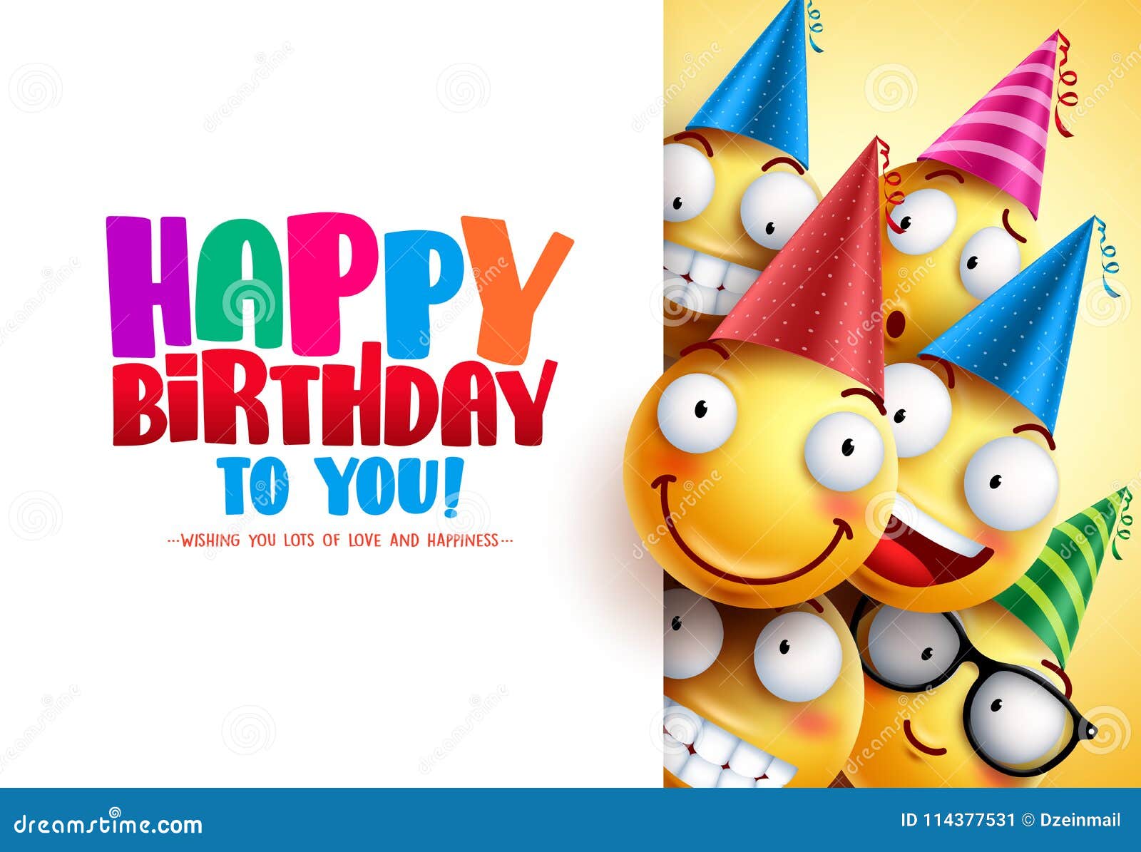 Smileys Birthday Vector Greeting Design with Yellow Funny and Happy ...