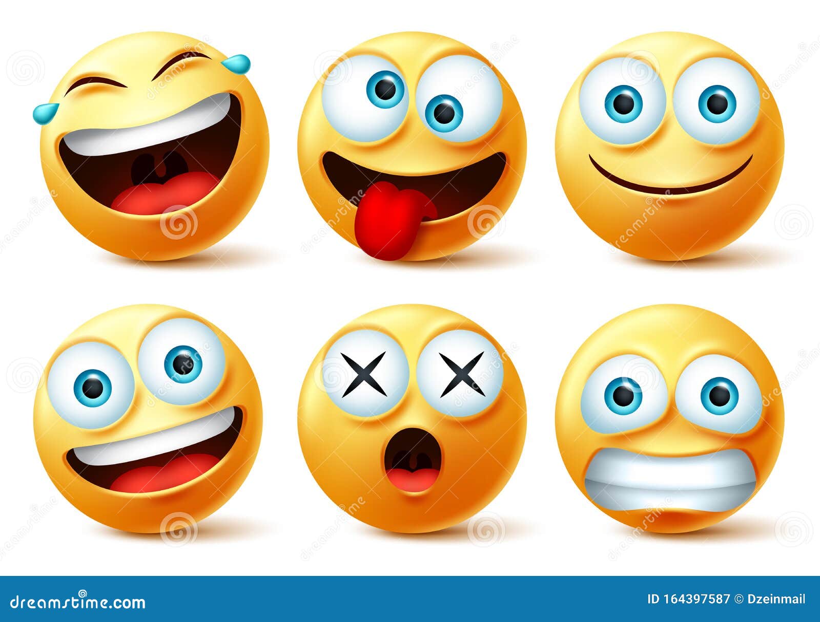 Smileys Emoji and Emoticon Faces Vector Set. Smiley Emojis or Emoticons  with Crazy, Surprise, Funny, Laughing, and Scary. Stock Vector -  Illustration of background, funny: 164397587