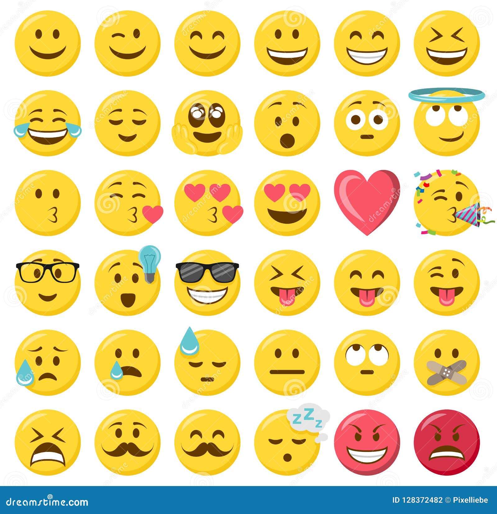 Smileys Emoticons Isolated Vector Set Stock Vector - Illustration of ...
