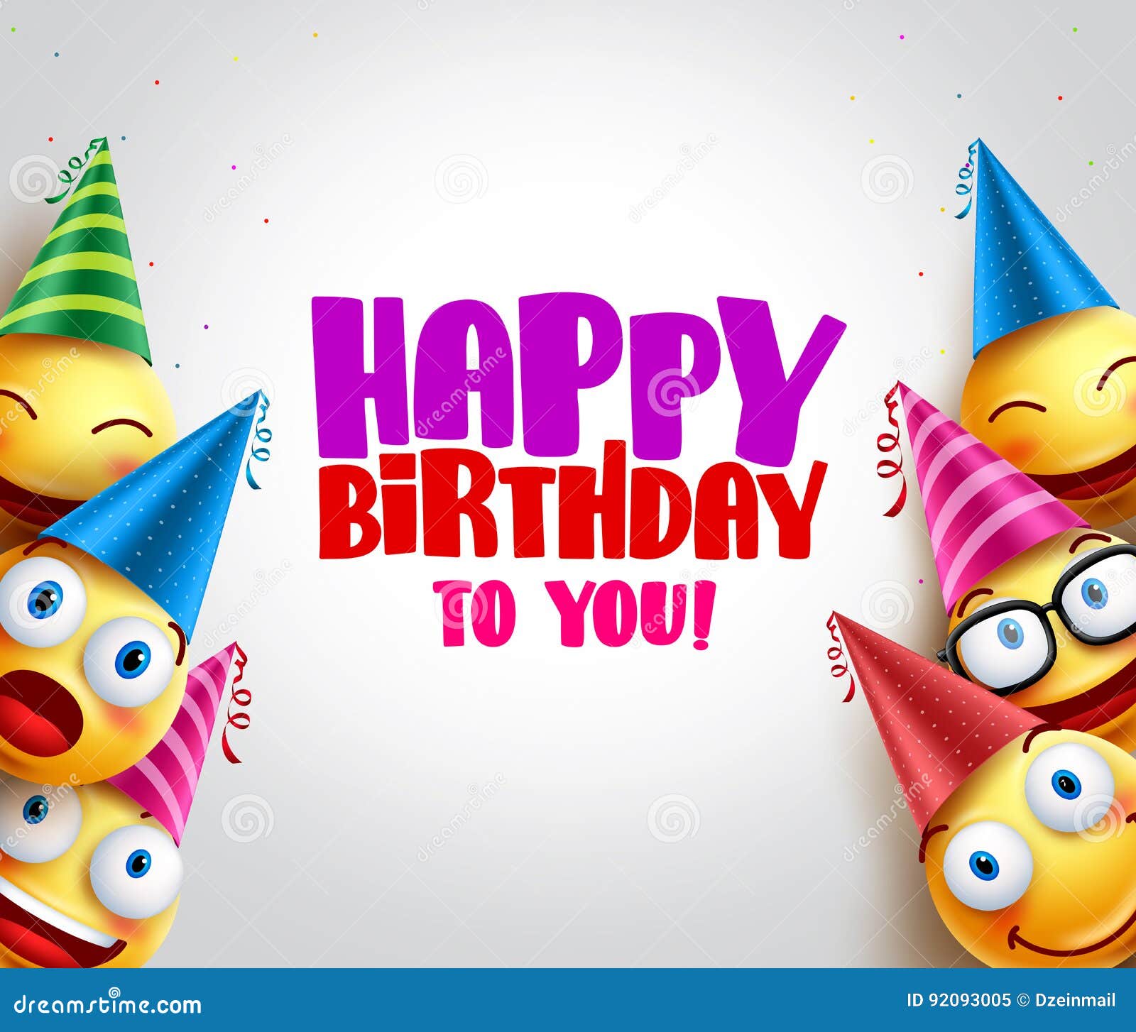 Smileys Vector Background With Happy Birthday Greeting Stock Vector Illustration Of Concept Graphic