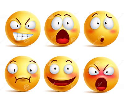 Smileys Vector Set. Smiley Face or Yellow Emoticons with Facial ...