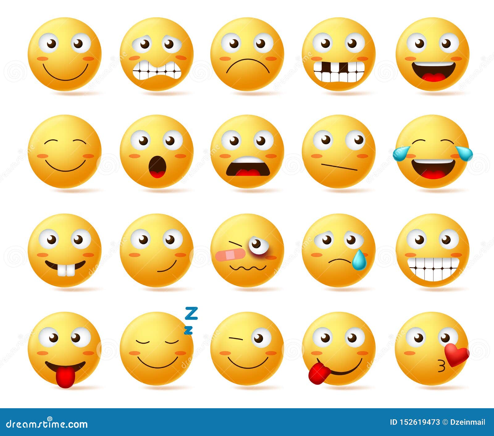 smileys  set. smiley face or yellow emoticons with various facial expressions and emotions