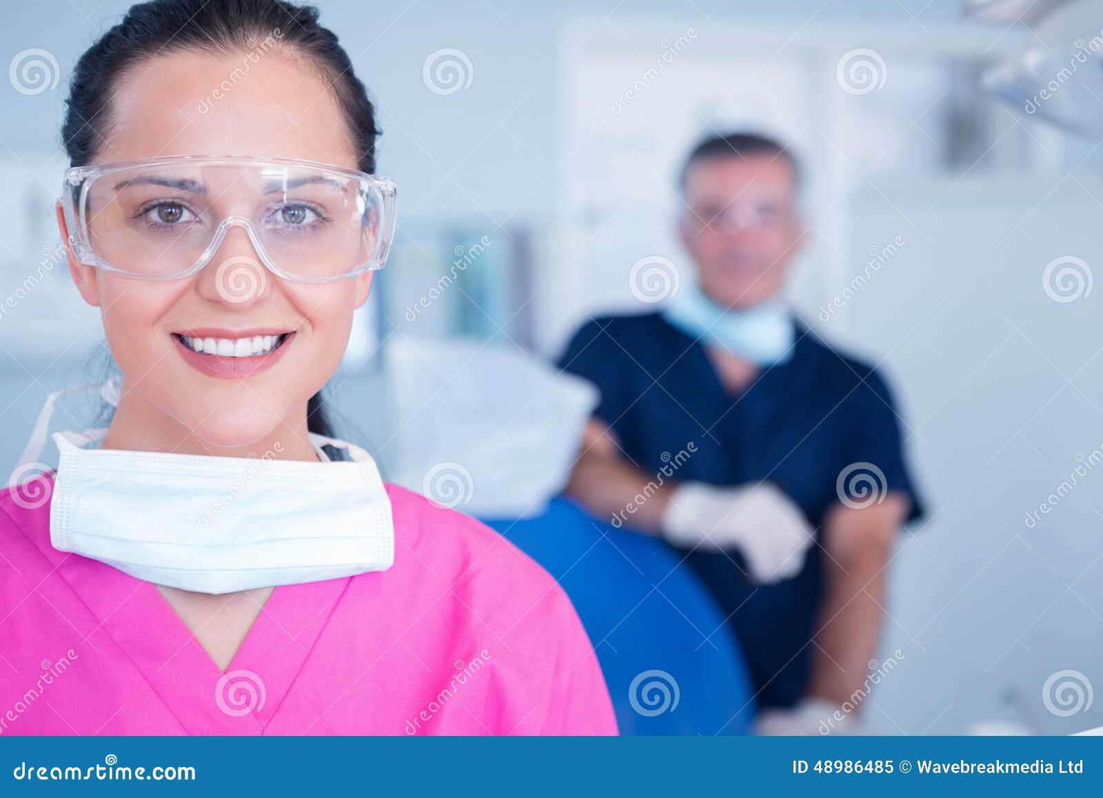 Smiling Assistant with Protective Glasses Stock Image Image of surgery, young 48986485