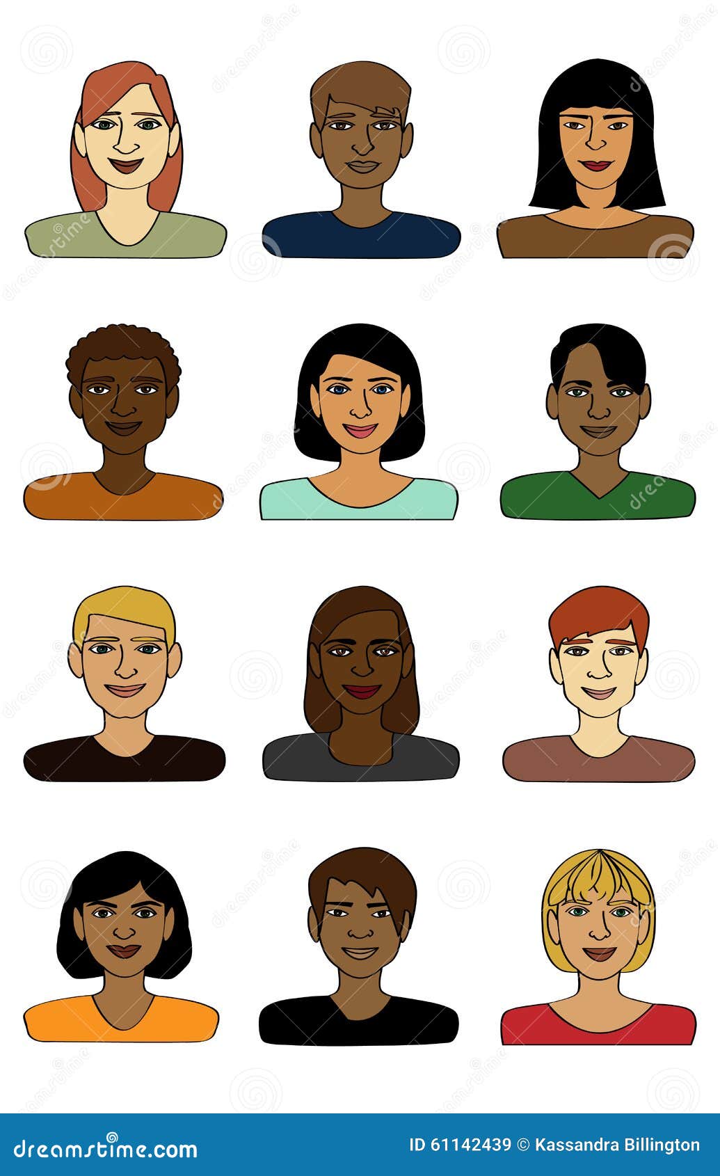 Download Smiling Avatars Pack stock vector. Illustration of front ...