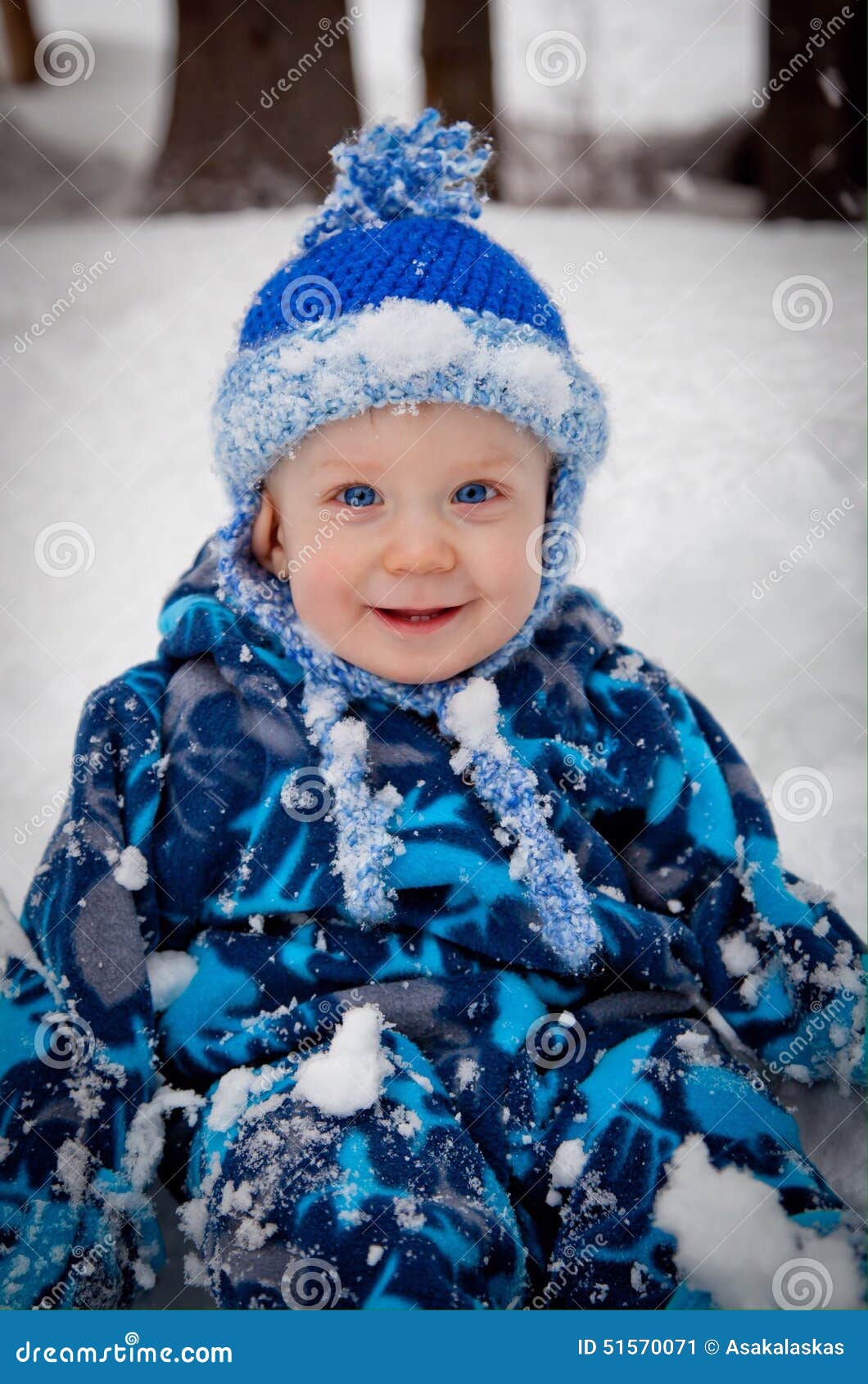 Smiling Baby Boy in Winter Snow Stock Image Image of move, male 51570071