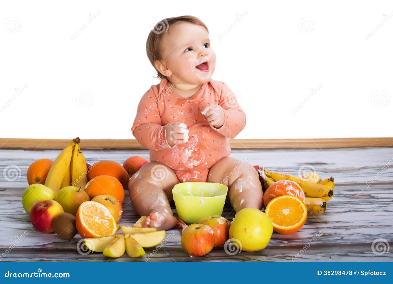 Smiling baby and fruits stock photo. Image of fruit, childhood ...