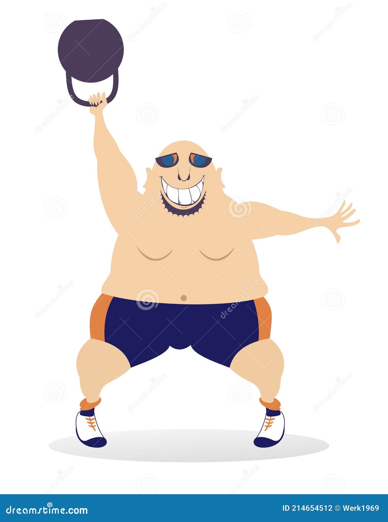 Cartoon Strong Man Does Exercises with Weight Illustration Stock Vector -  Illustration of character, healthy: 214654512