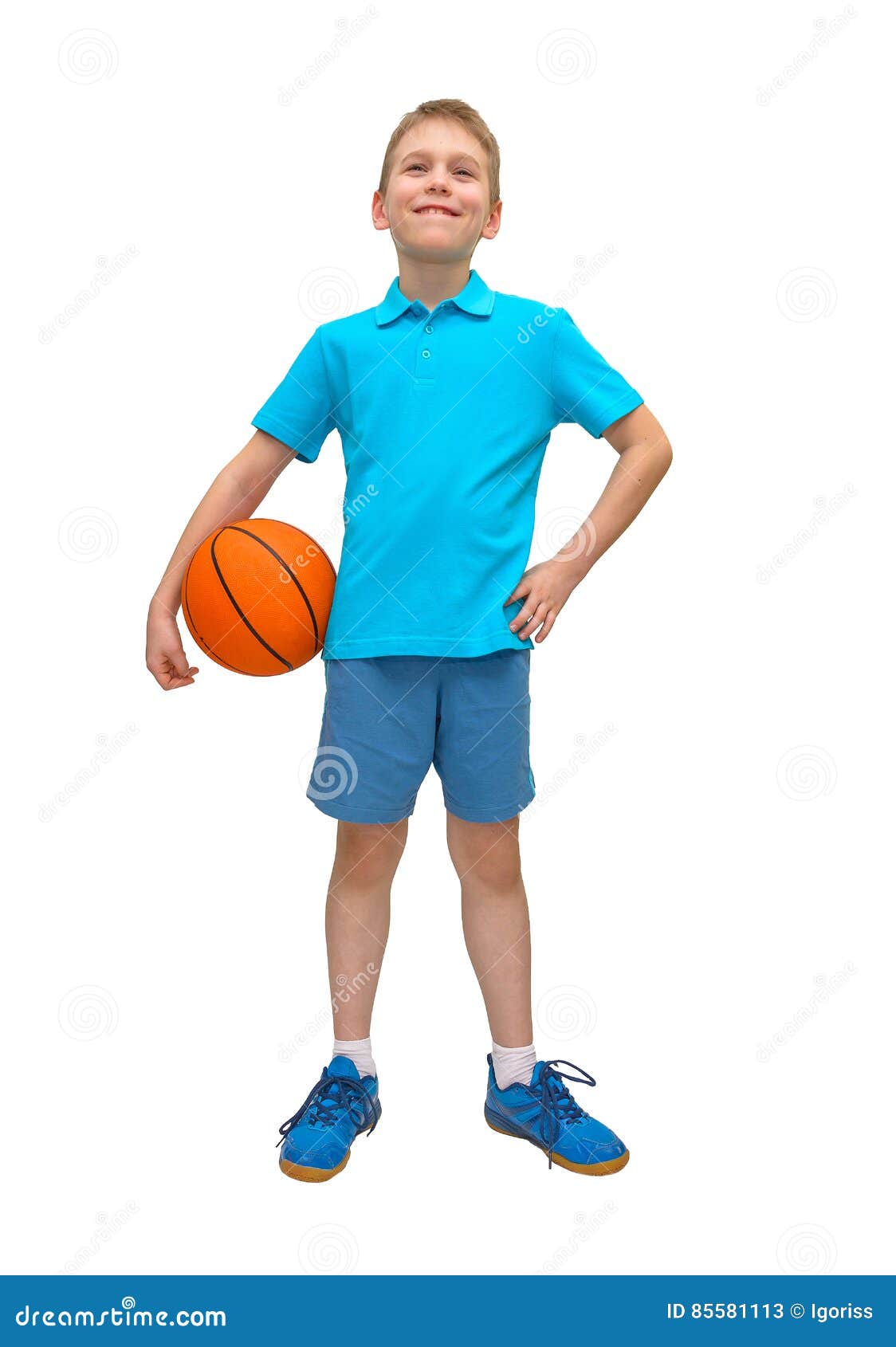 Smiling Basketball Player Boy with Ball Stock Image - Image of fitness ...