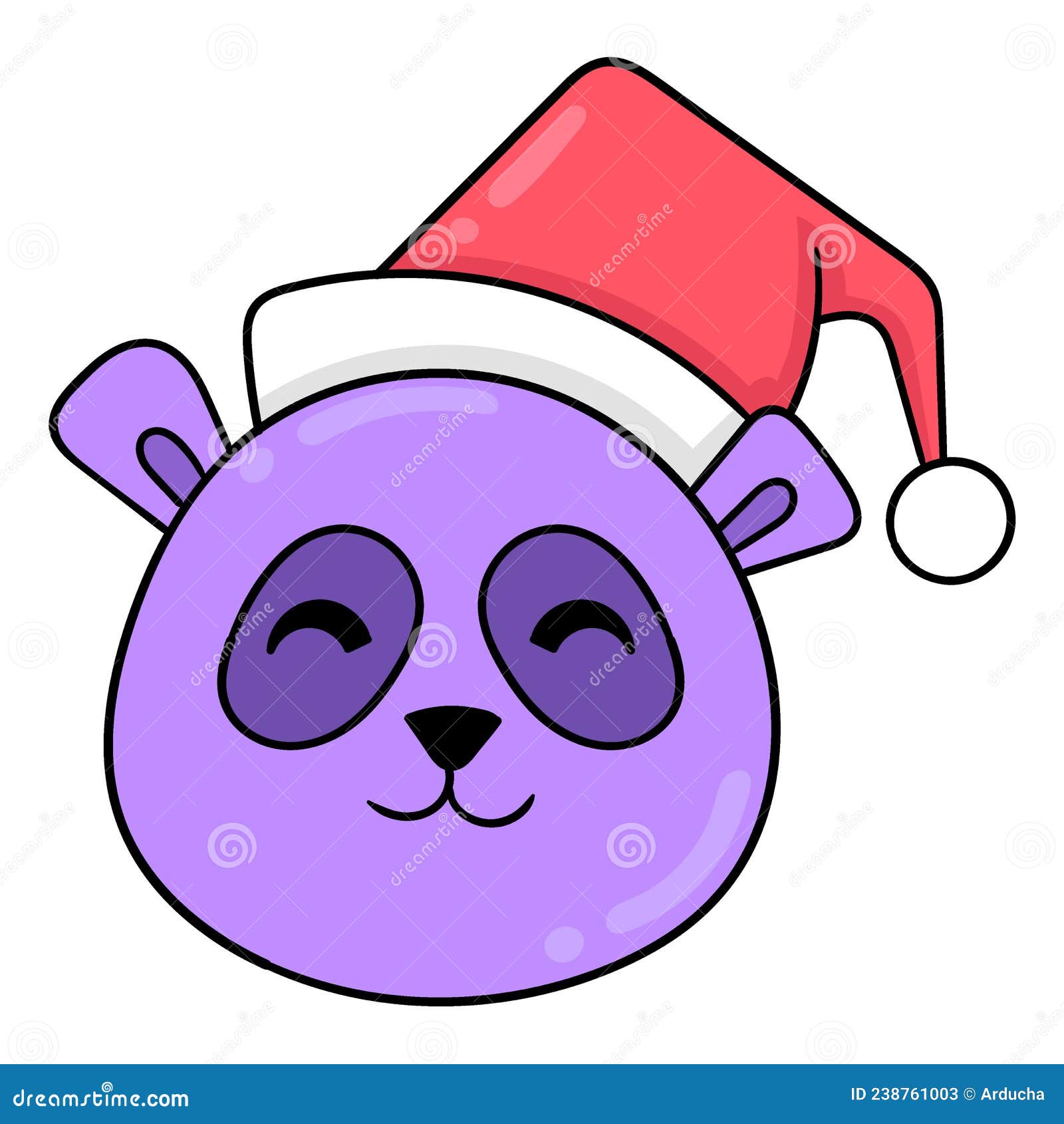 Smiling Bear Head Wearing a Christmas Hat, Doodle Icon Drawing Stock ...