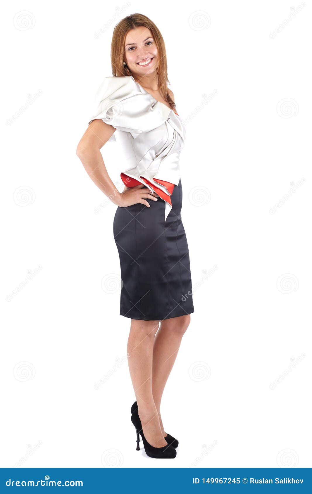 Full Body Young Woman Standing Happy Stock Photo by ©AsierRomeroCarballo  214573758