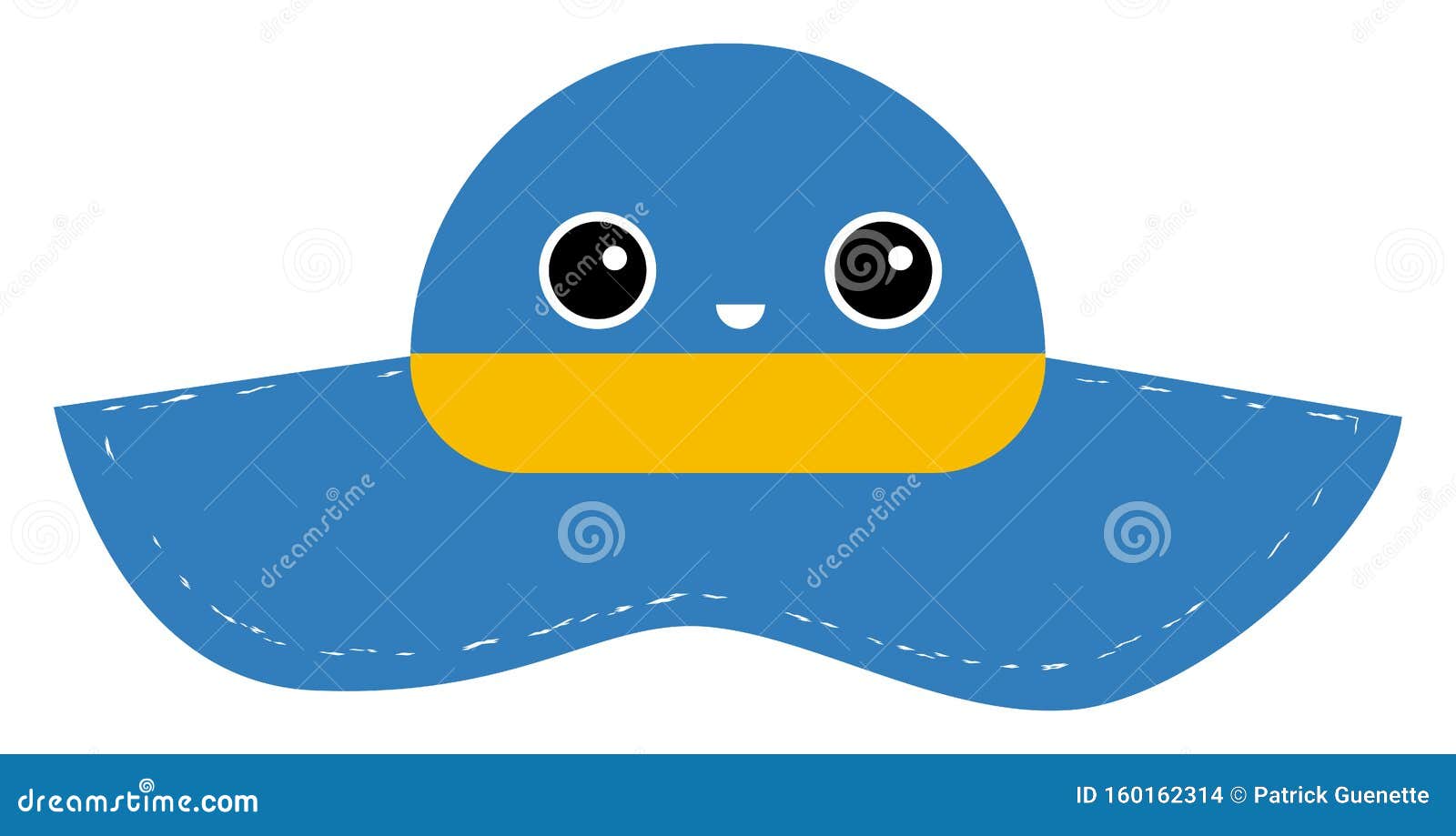Cartoon Picture Of The Blue Summer Hat Vector Or Color Illustration Stock Vector Illustration Of Illustration Ribbon 160162314