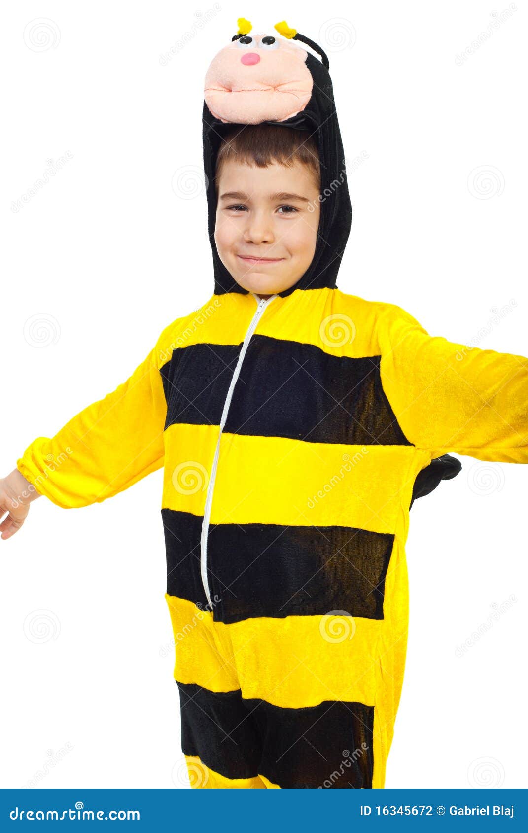 Smiling boy in bee outfit stock photo. Image of halloween 16345672