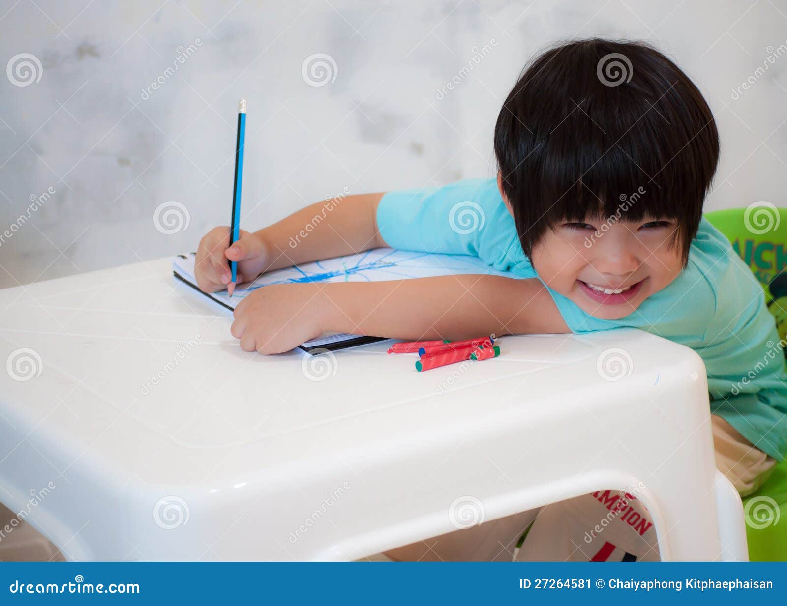 Smiling Boy Drawing and Painting Stock Image Image of drawing, people 27264581