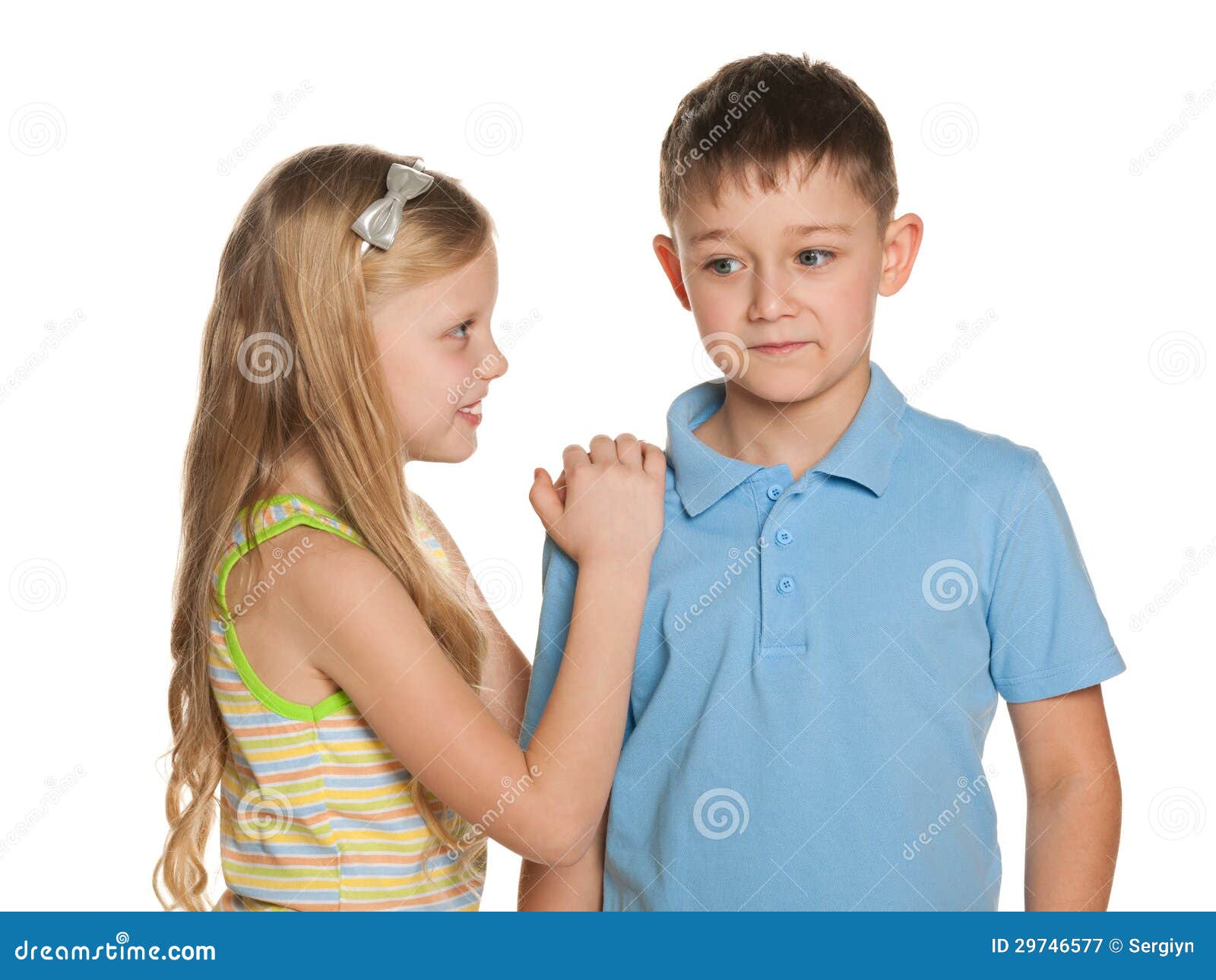 Smiling Boy and Girl are Standing Together Stock Image Image of