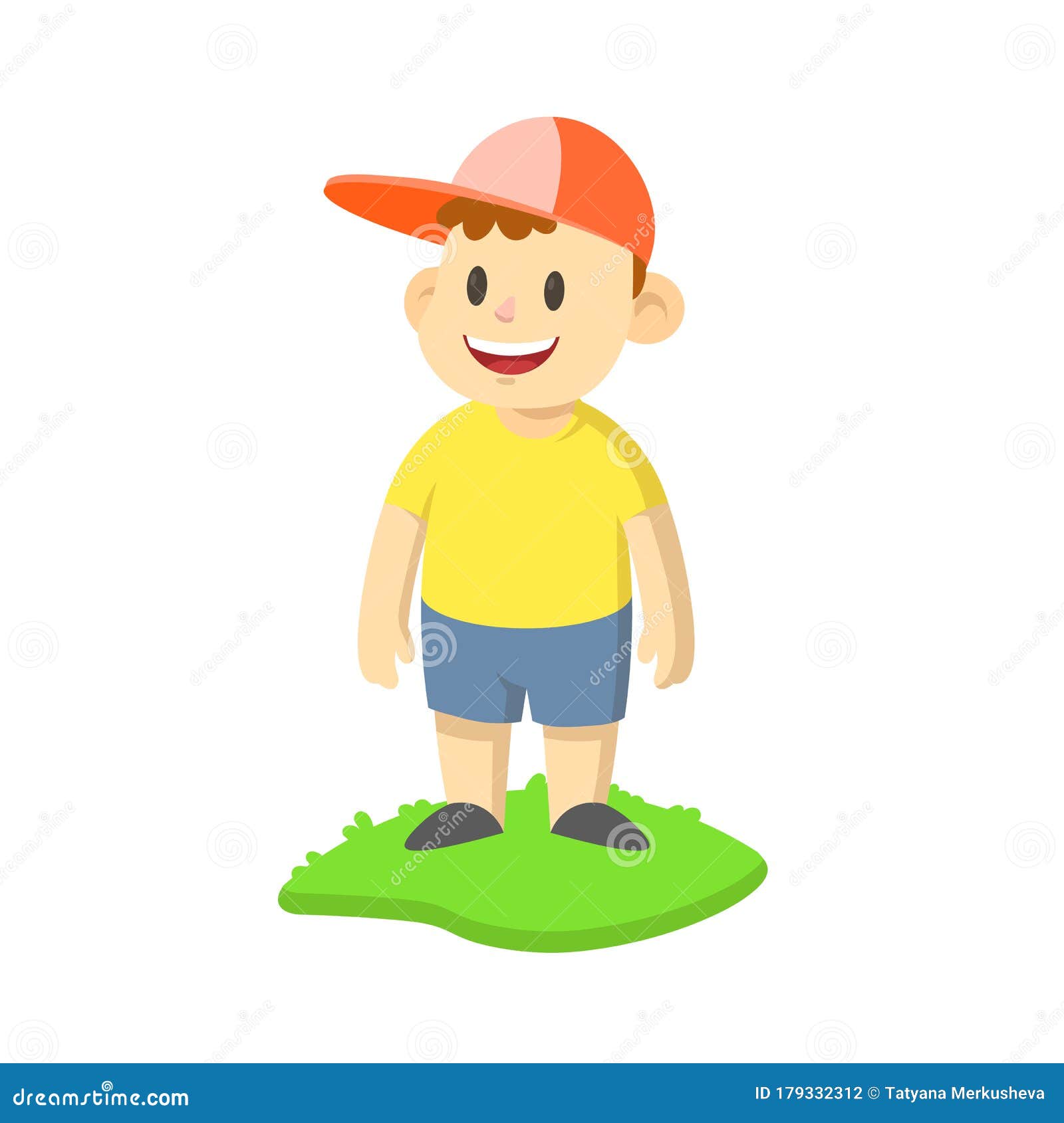 Smiling Boy in Red Cap Standing on Grass, Cartoon Character Design. Flat Vector Illustration, Isolated on White Stock Vector - Illustration of smile, isolate: 179332312 Smiling Boy in Red Cap Standing on Grass, Cartoon Character Design. Flat Vector Illustration, Isolated on White Stock Vector - Illustration of smile, isolate: 179332312