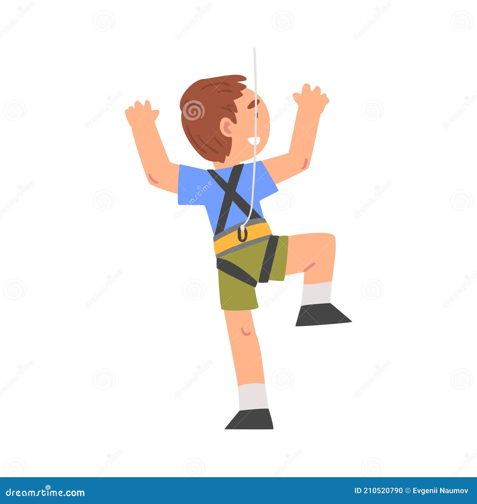 Smiling Boy Rock Climber Character, Funny Kid Climbing Wall on Ropes, Boy  Doing Sports or Having Fun in Adventure Park Stock Vector - Illustration of  strong, back: 210520790