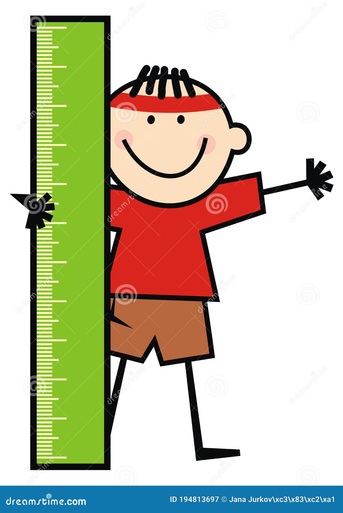 smiling boy with ruler,  humorous 