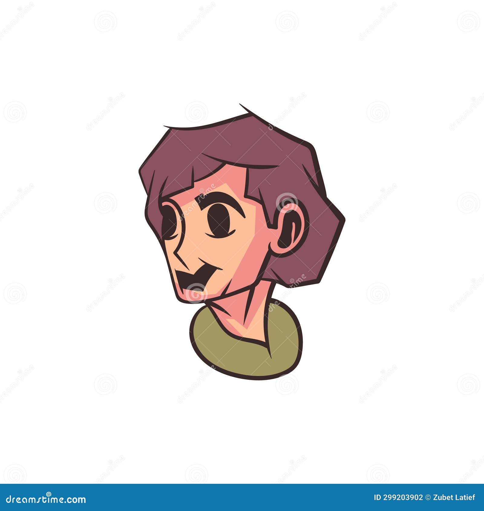 Smiling Boy Simple Vector Icon Illustration, Boy Head Icon Flat Design