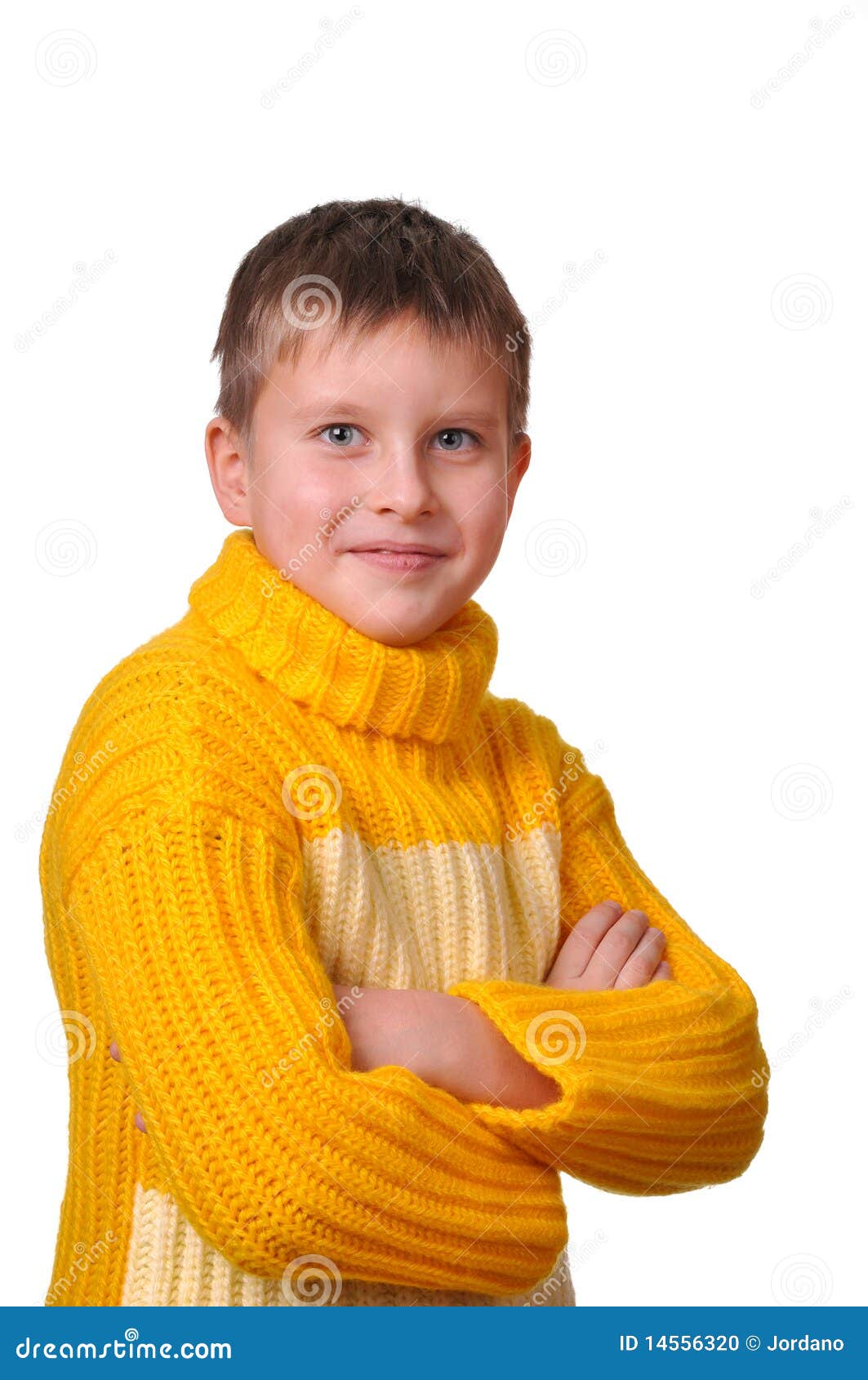 Smiling Boy In Yellow Striped Sweater Stock Photo Image 14556320