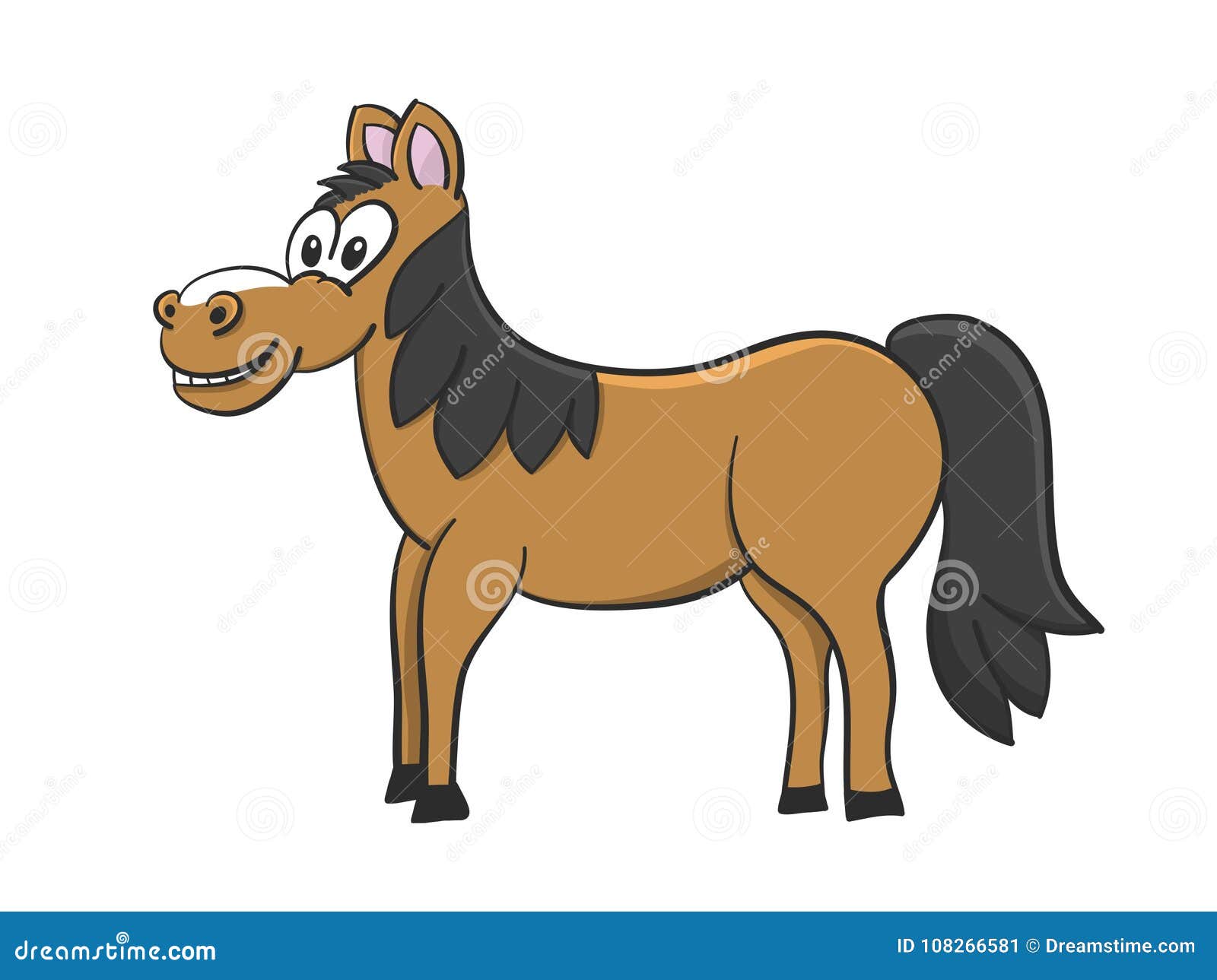 Cute Illustration Of Brown Funny Horse Stock Illustration ...