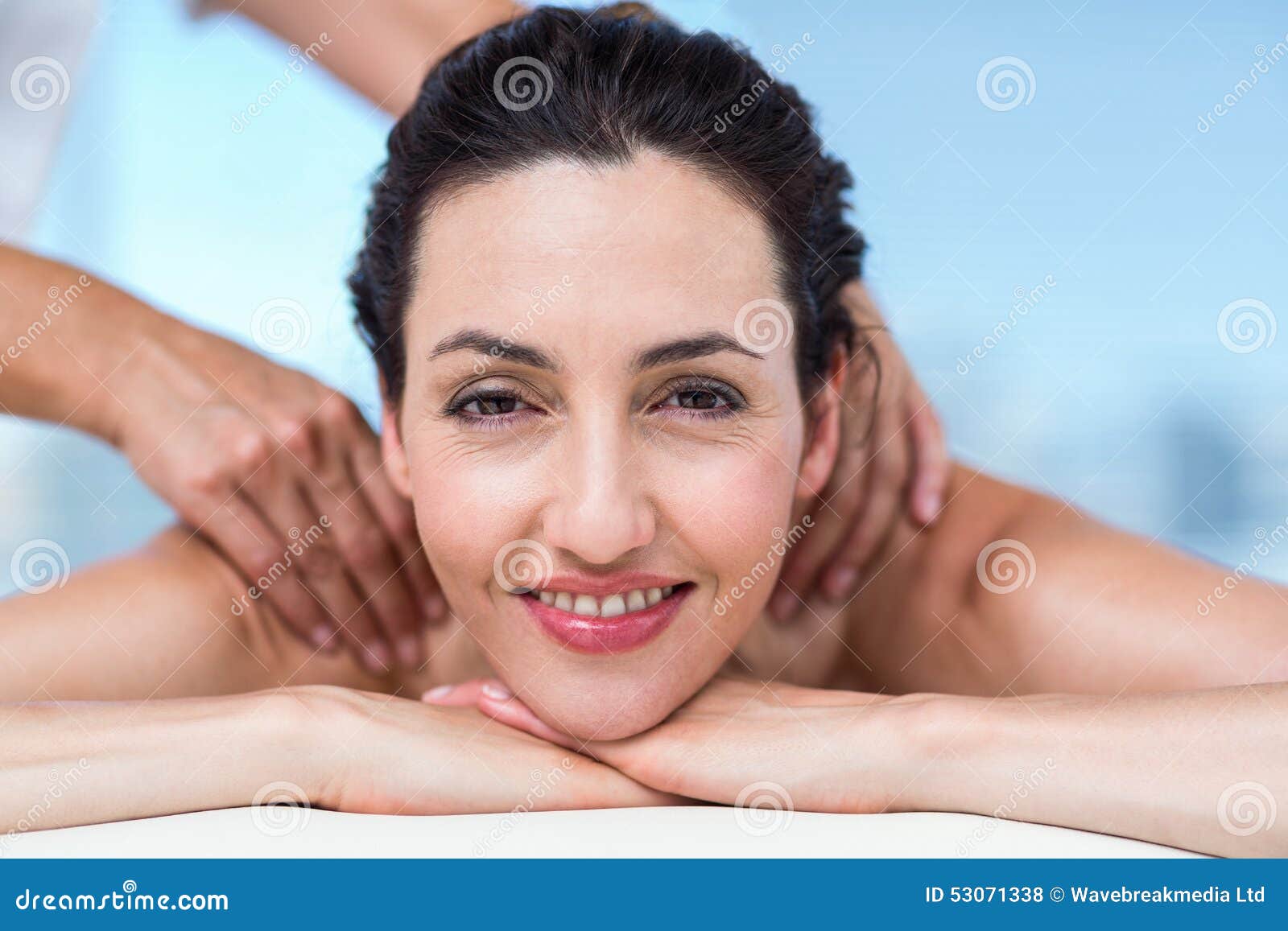 Smiling Getting Back Massage Stock Photo Image of room
