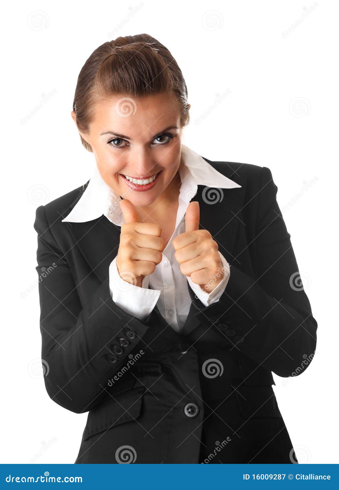 Smiling Business Woman Showing Thumb Up Gesture Stock Image Image Of Costume Business 16009287