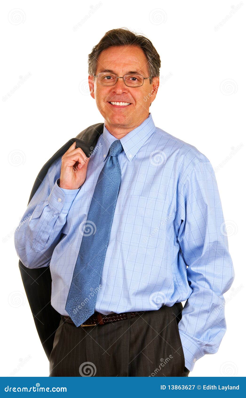 Smiling Businessman Carrying Suit Jacket Stock Image Image of