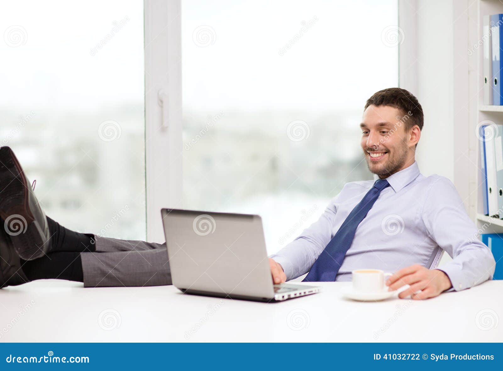 Smiling Businessman Or Student With Laptop Stock Photo Image Of