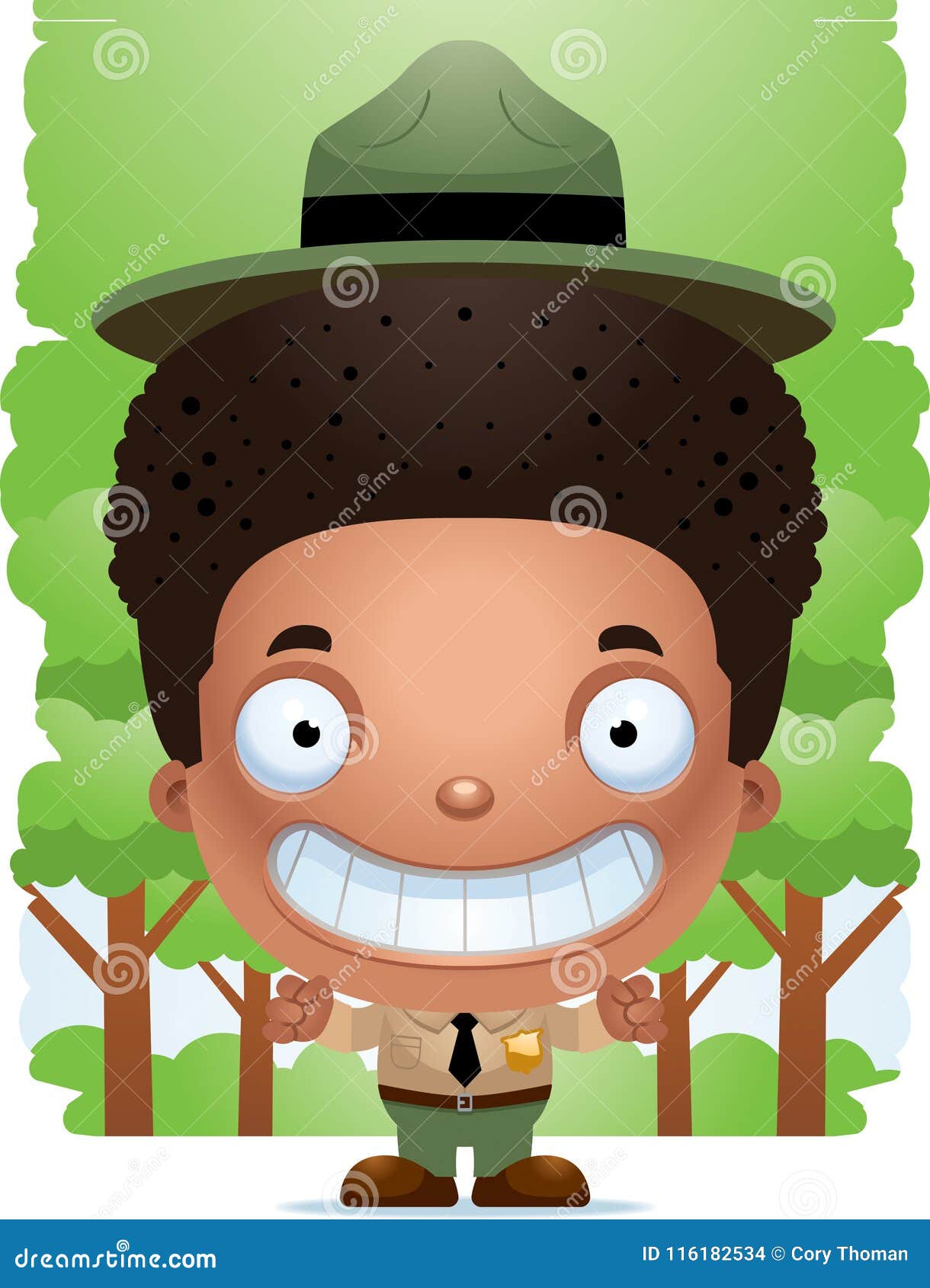 Smiling Cartoon Boy Park Ranger Stock Vector - Illustration of smiling, cartoon: 116182534