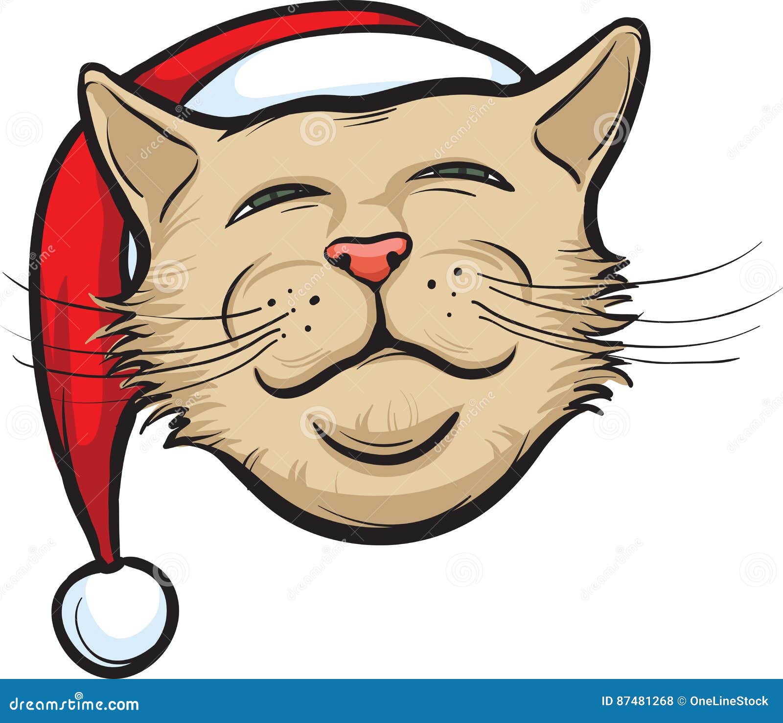 Smiling Cat In Santa Claus Hat Stock Vector Illustration