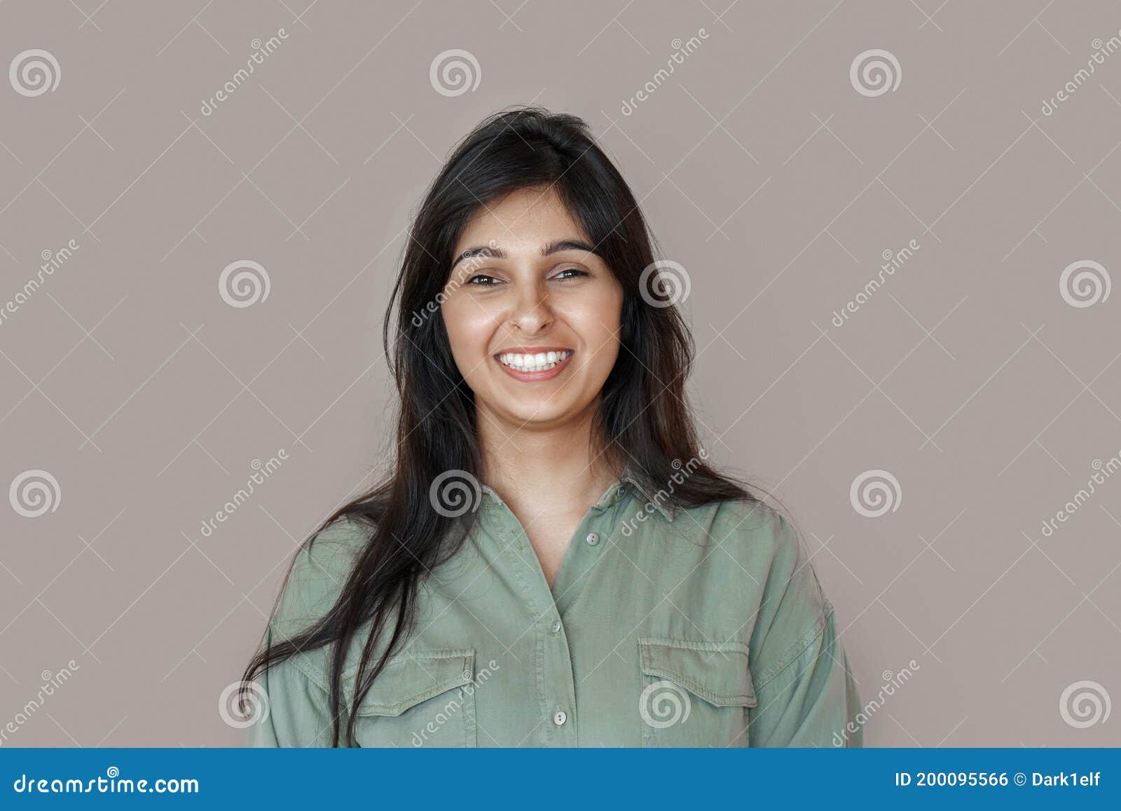 Smiling Cheerful Young Indian Woman Laughing Isolated on Brown Background.  Stock Photo - Image of background, dental: 200095566