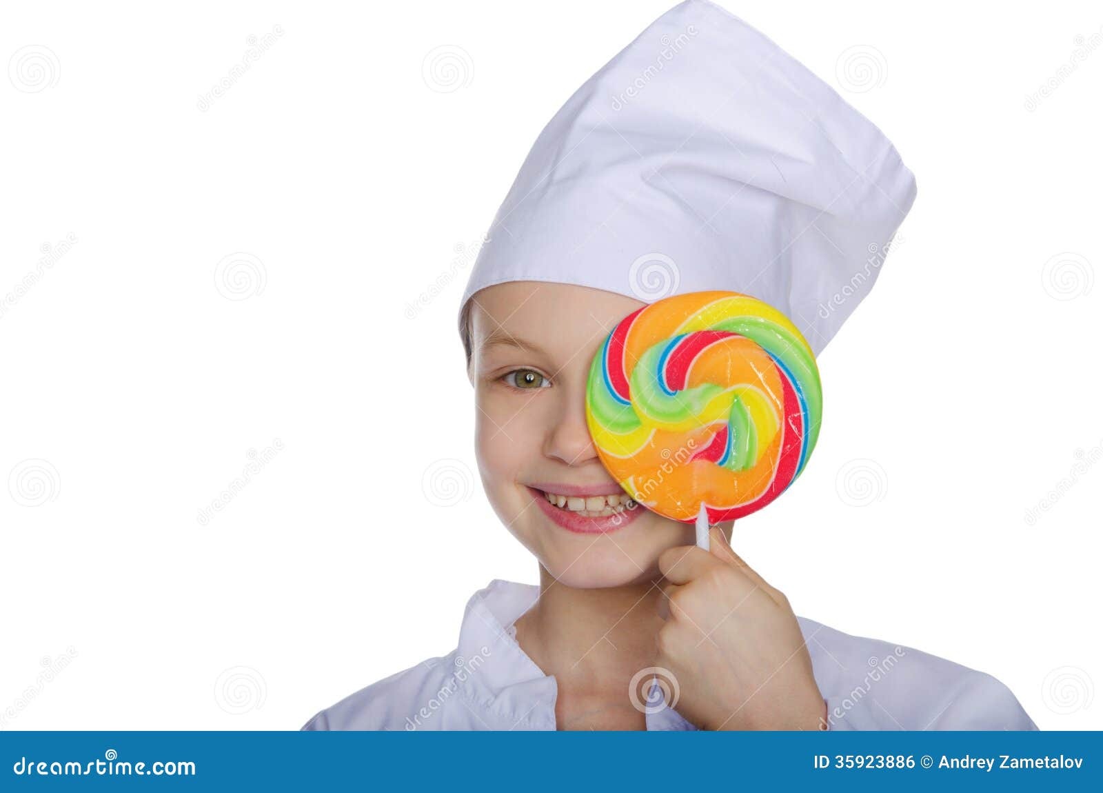 Smiling Chef Closed Eye Lollipop Isolated on White Stock Photo - Image ...