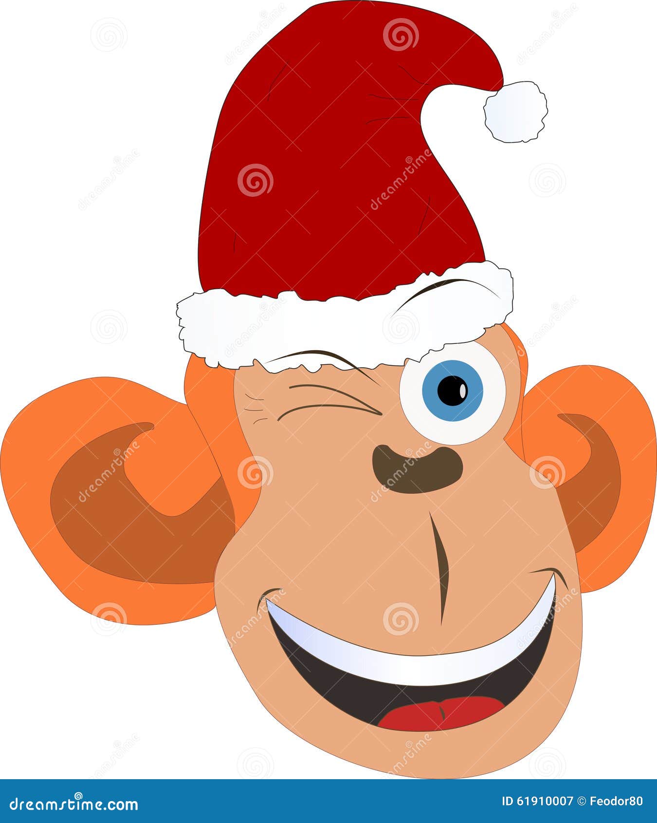 Smiling Christmas monkey. stock vector. Illustration of cute 61910007