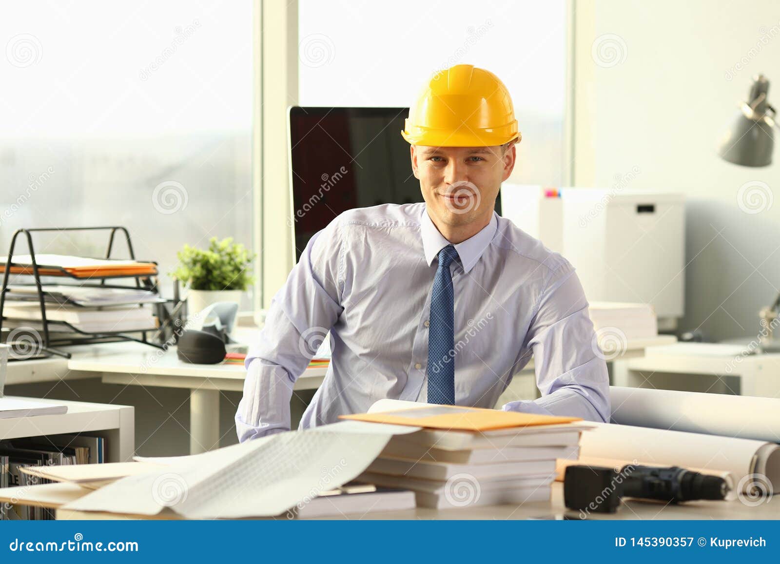 Smiling Civil Engineer Working on House Sketch Stock Image - Image of  business, designing: 145390357