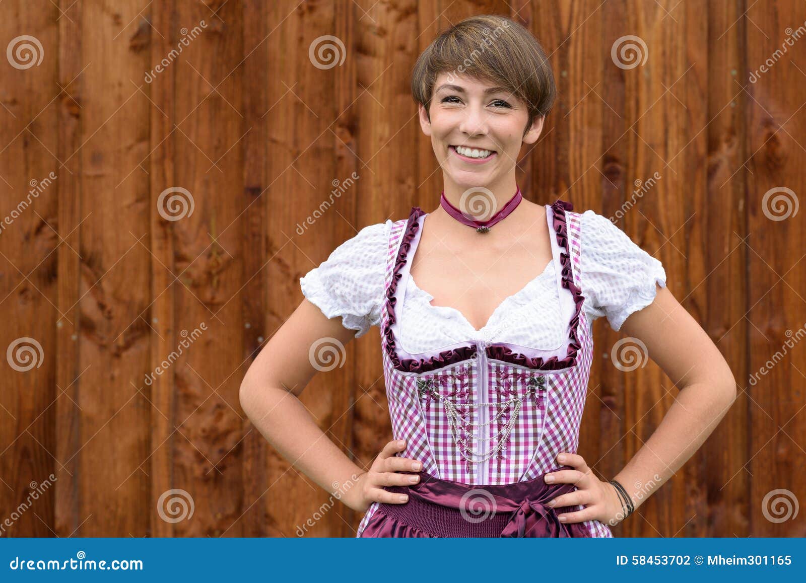 Smiling Confident German Lady Wearing a Dirndl Stock Photo - Image of ...