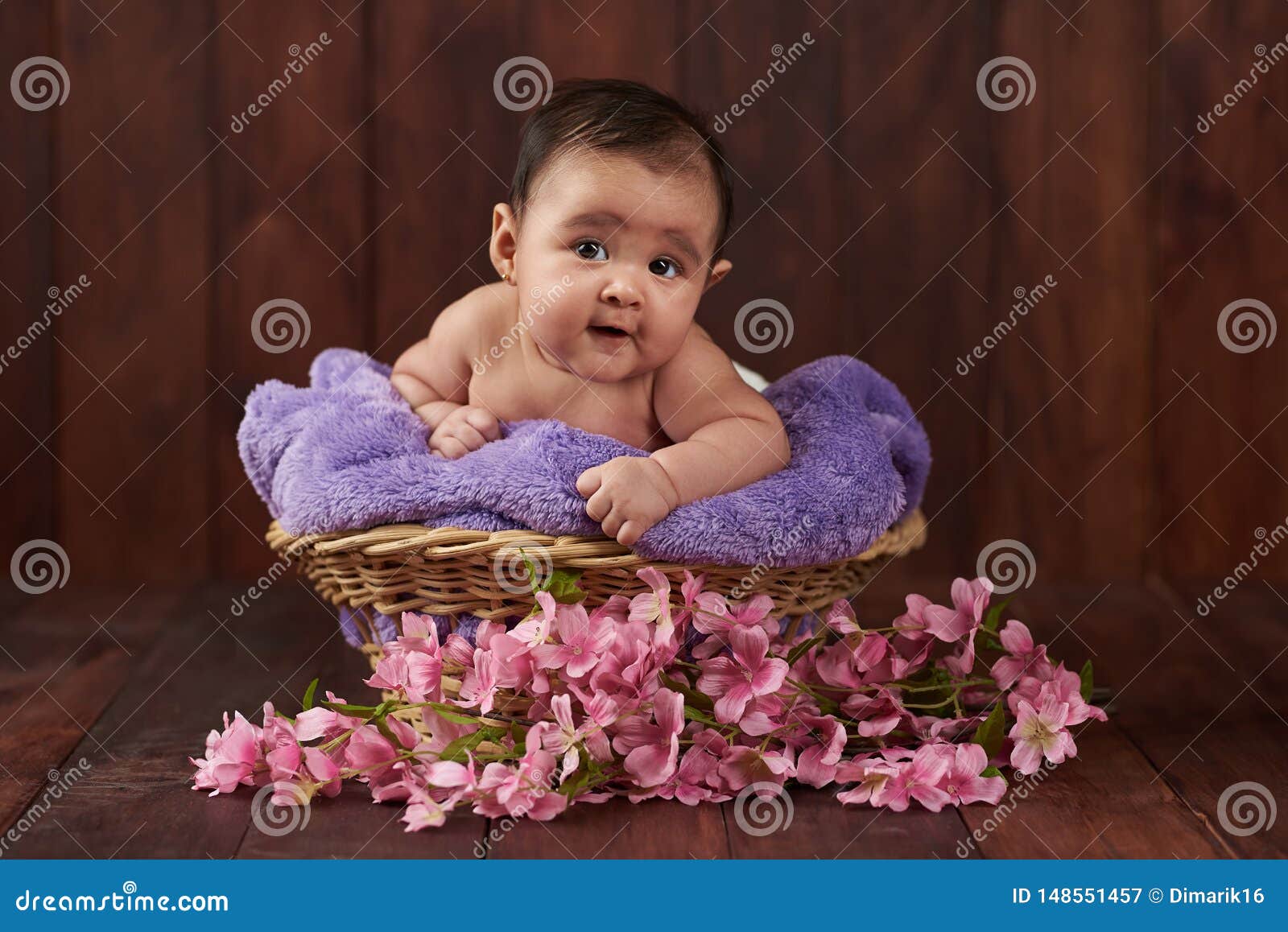 Smiling Cute Baby Girl Portrait Stock Image - Image of newborn ...