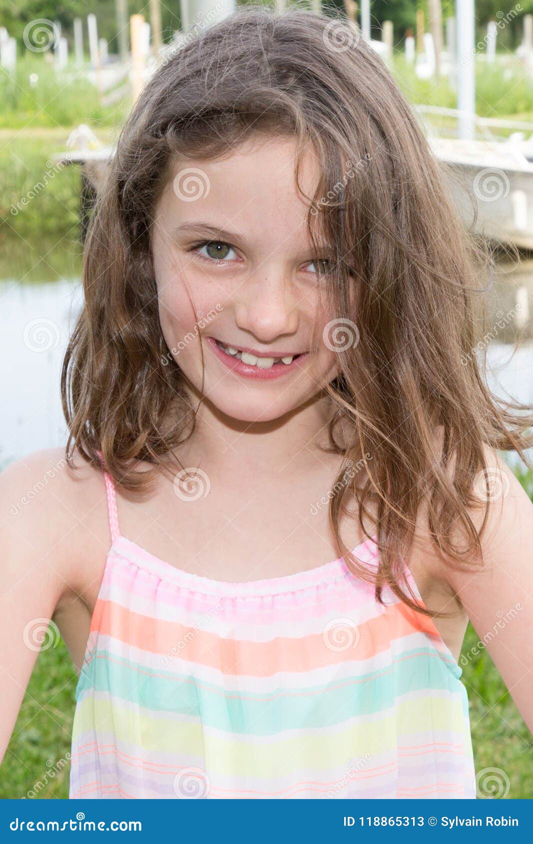 Cute Beauty Kid Child Girl in Summer Dress Stock Image - Image of park ...