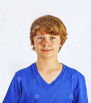 Smiling Cute Boy with Blonde Hair in the Studio Stock Photo - Image of