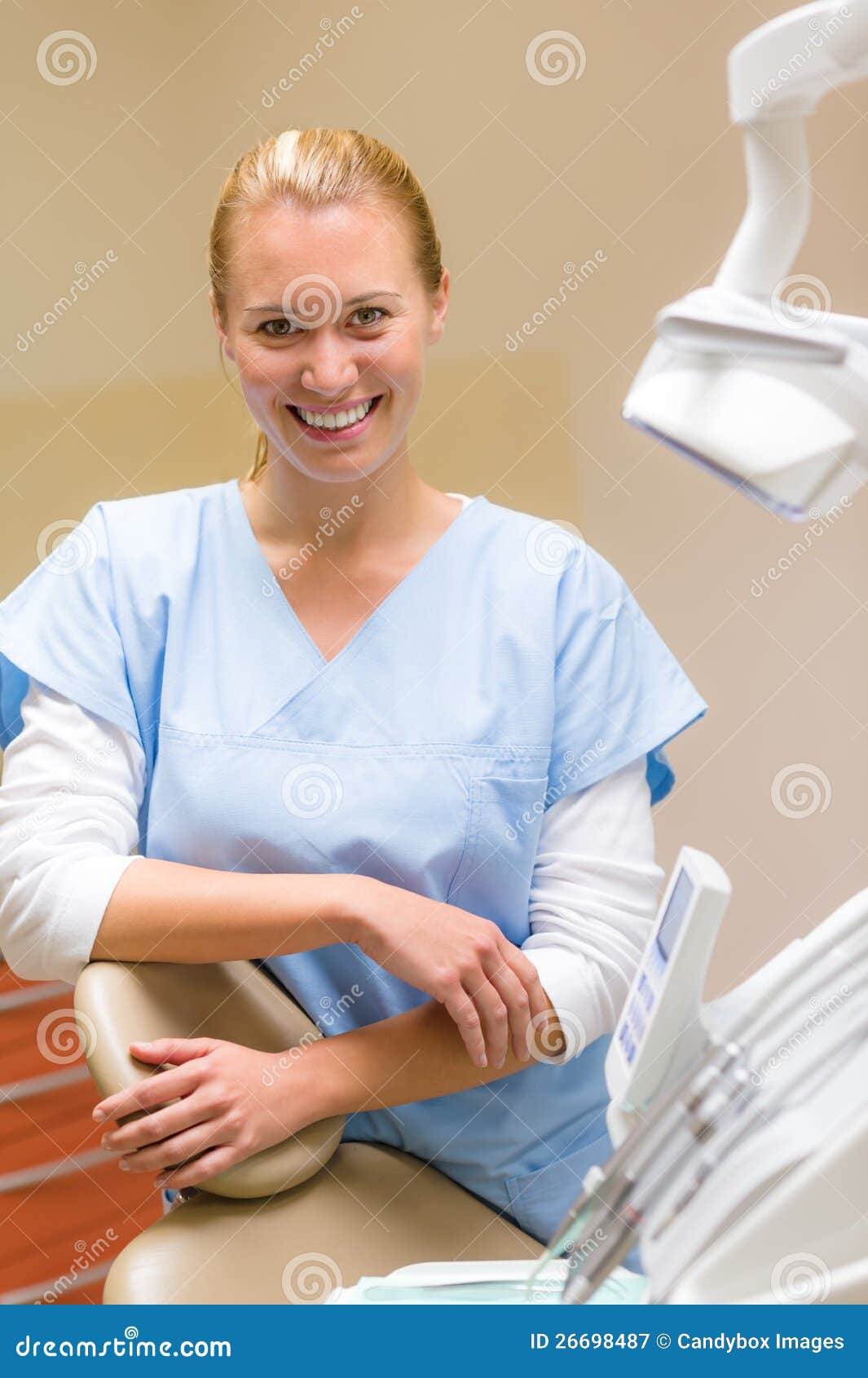 Smiling Dental Nurse in Surgery Office Stock Image Image of woman