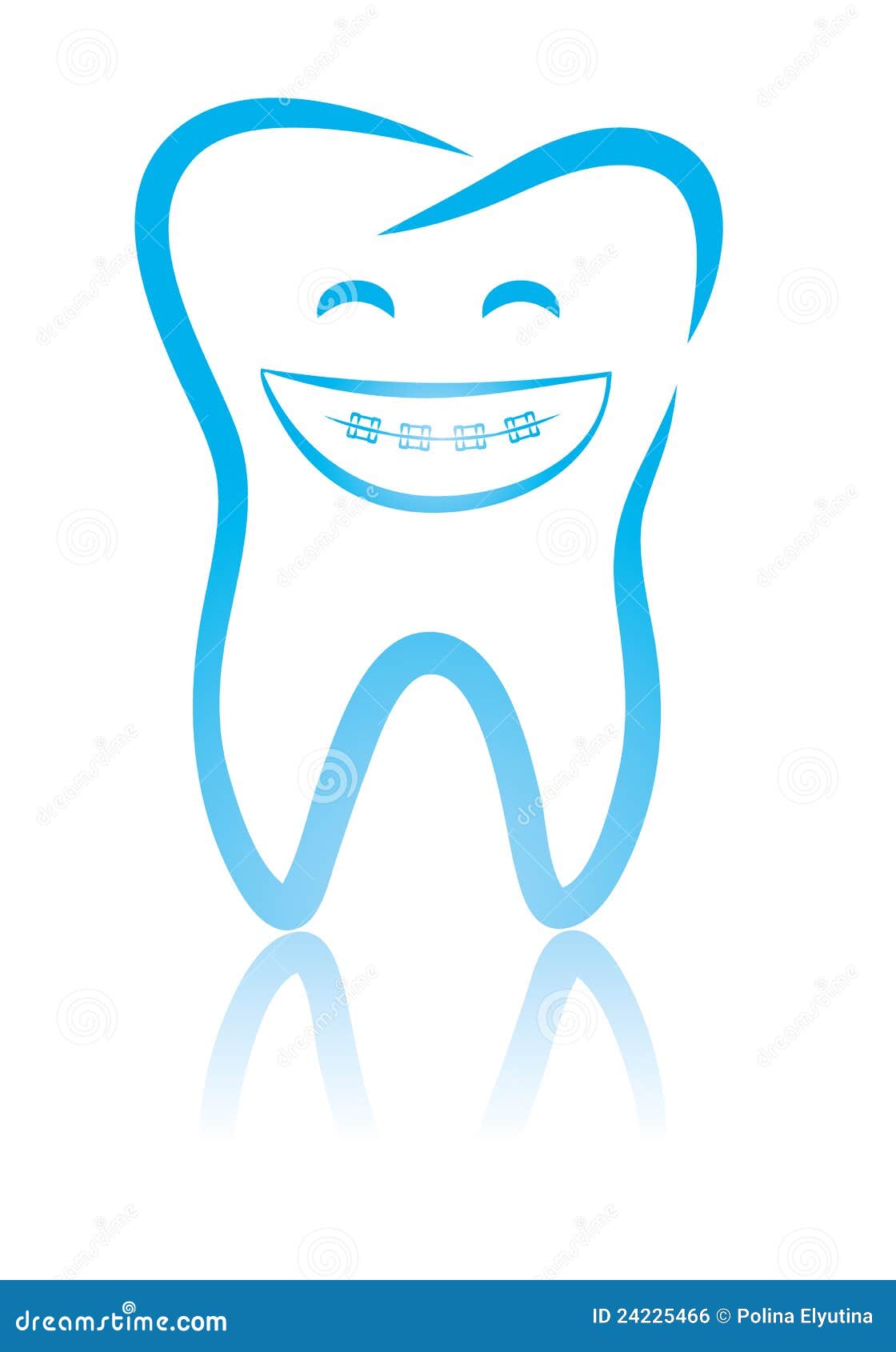 Download Smiling Dental Tooth With Braces Stock Vector ...