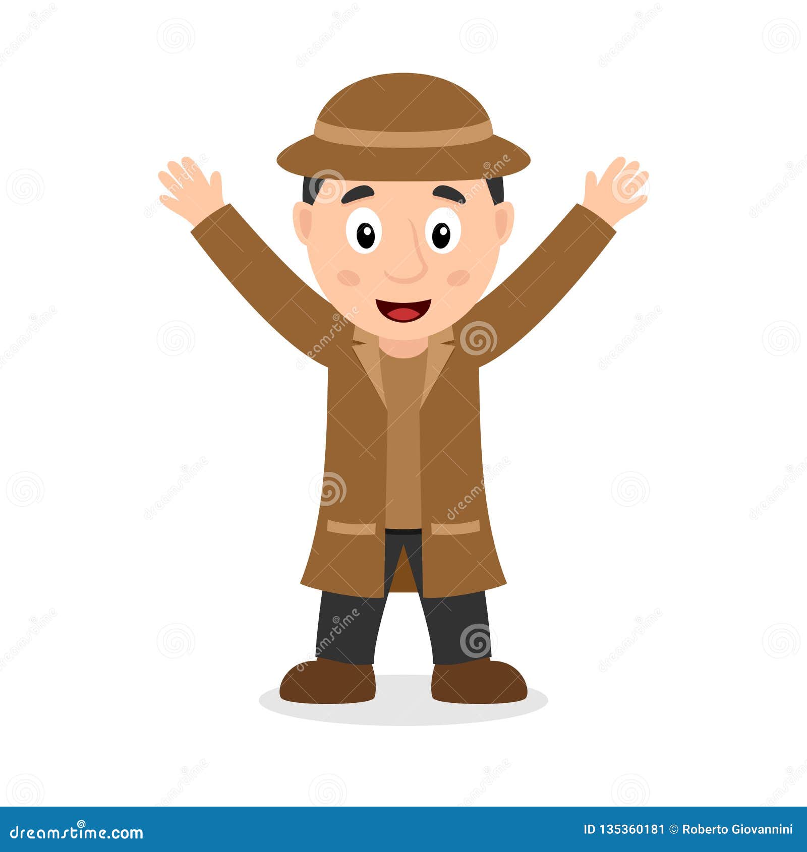 Smiling Detective Cartoon Character Stock Vector - Illustration of