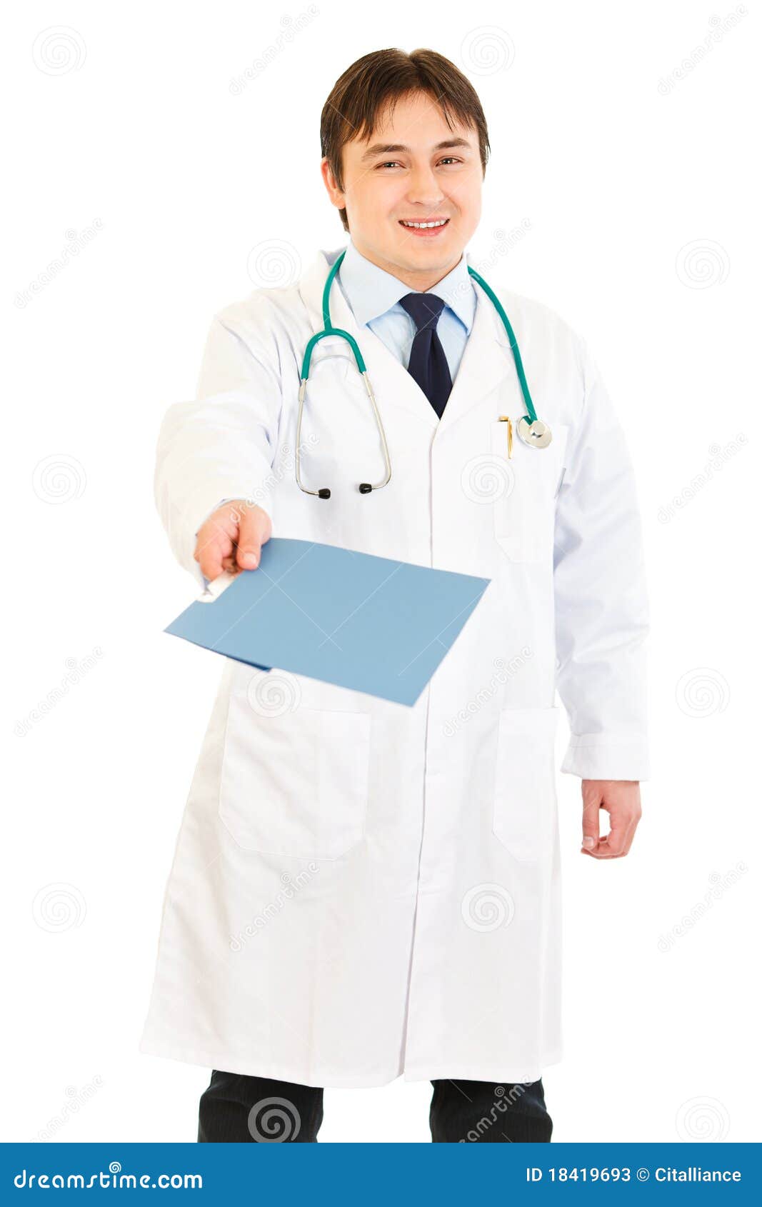 Smiling Doctor Holding Medical Chart in Hand Stock Image Image of person, physician 18419693