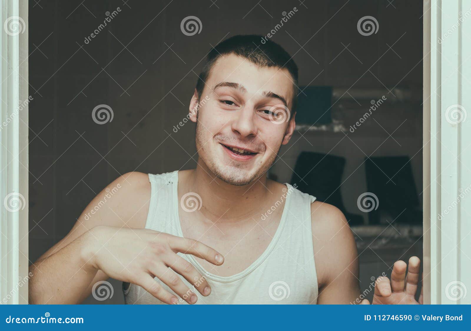 Smiling Drunk Man stock photo. Image of handsome, addict 112746590