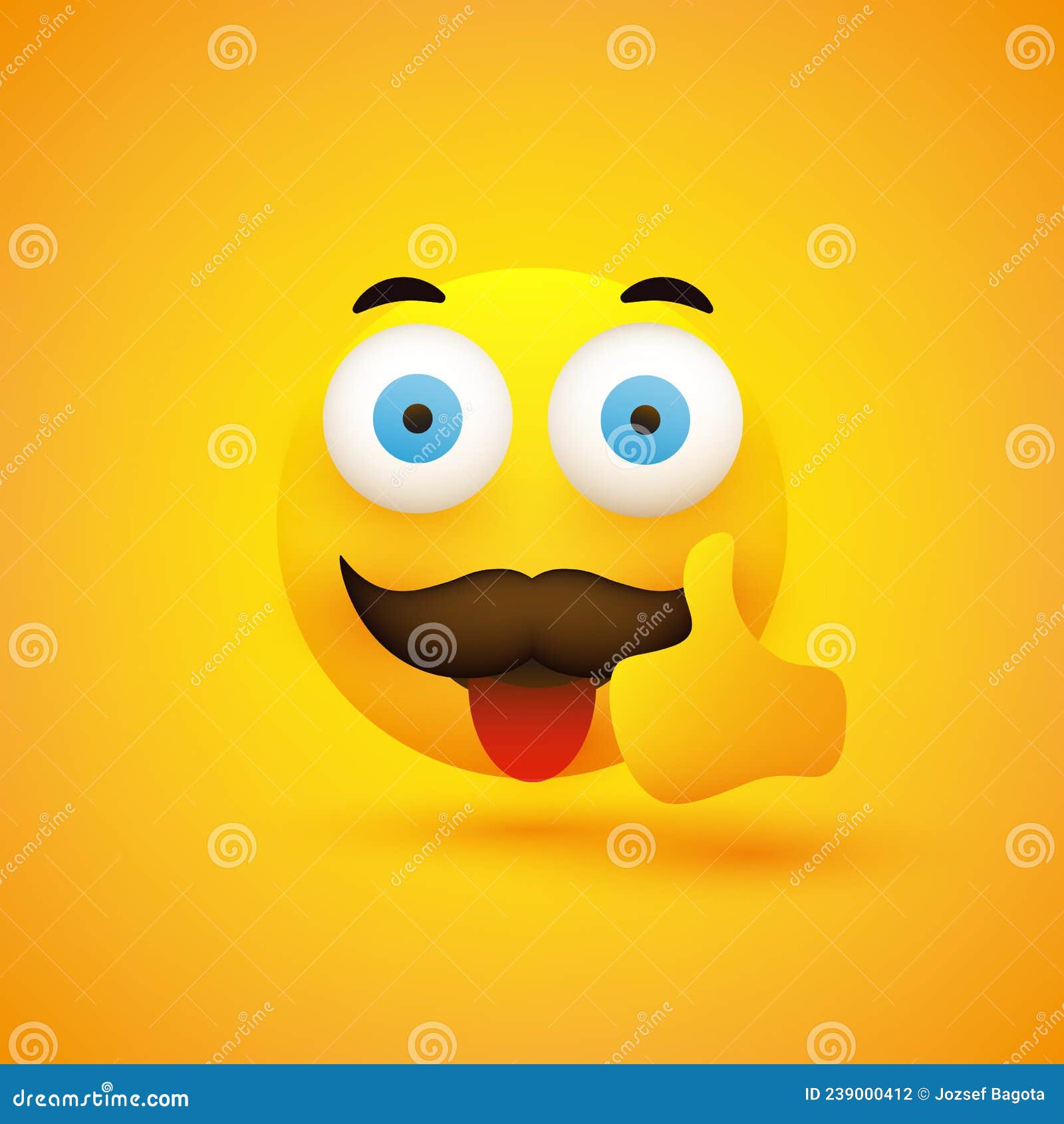 Smiling Emoji - Simple Happy Funny Male Emoticon with Stuck Out Tongue and  Mustache - Looking with Pop Out Wide Open Eyes Stock Vector - Illustration  of emoji, cheering: 239000412