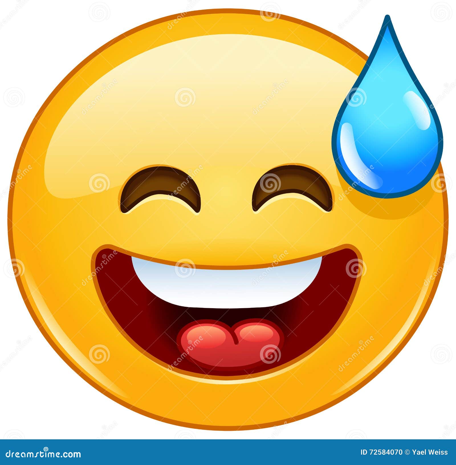 Smiling Emoticon with Open Mouth and Cold Sweat Stock Vector